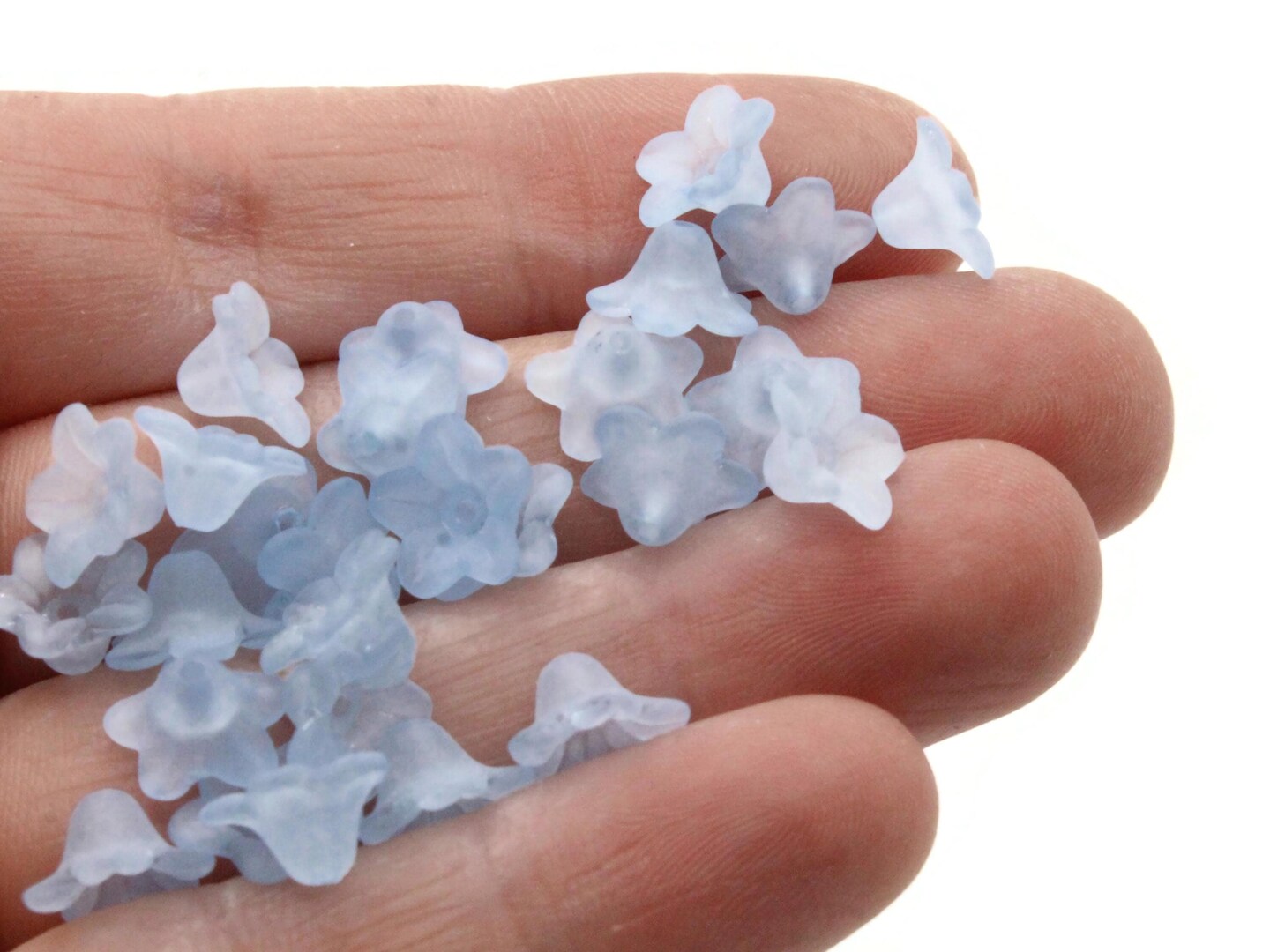 50 10mm Small Blue Flower Translucent Lucite Beads
