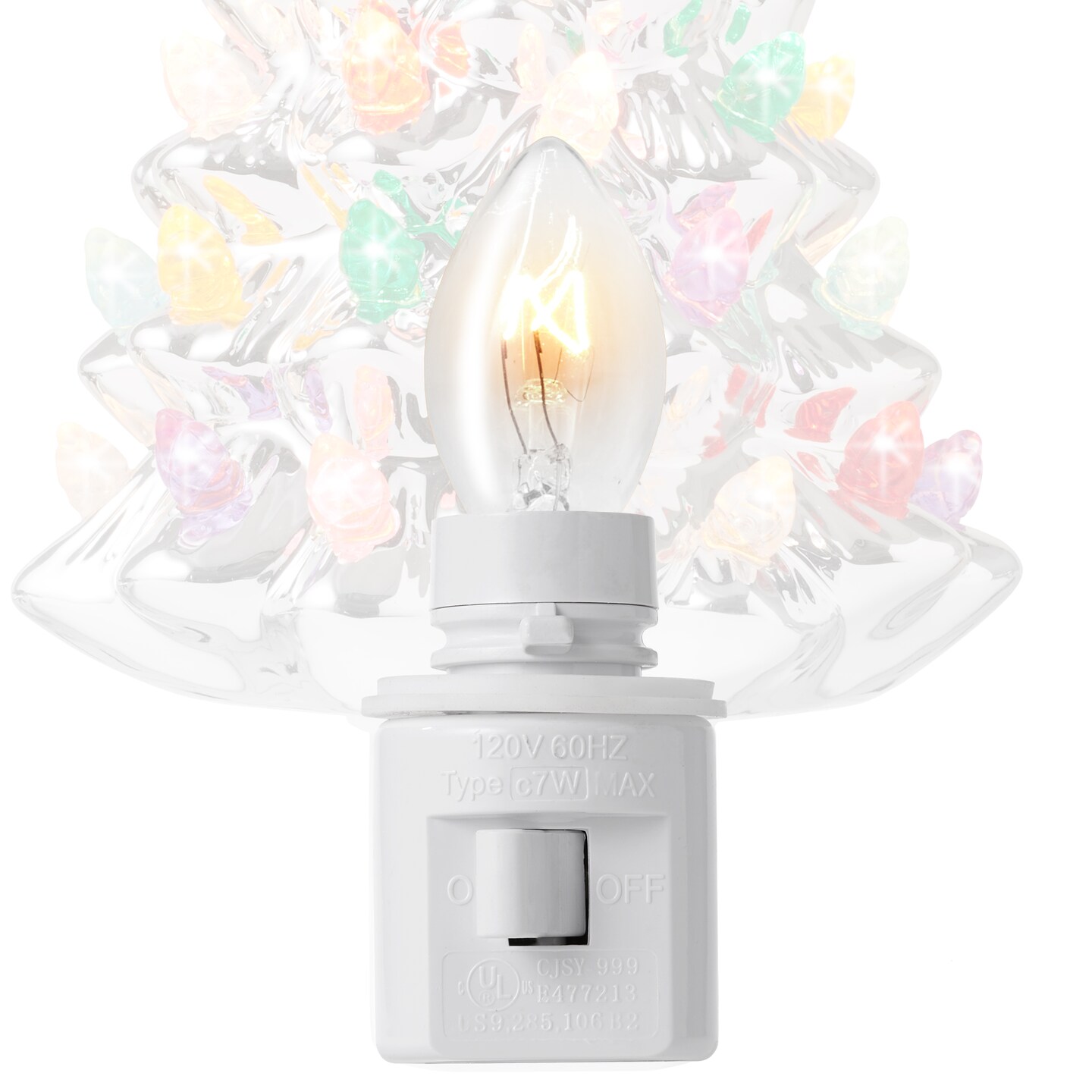 Casafield Ceramic Holiday Night Light - Vintage Decorative Night Light with Bulbs and Star Topper