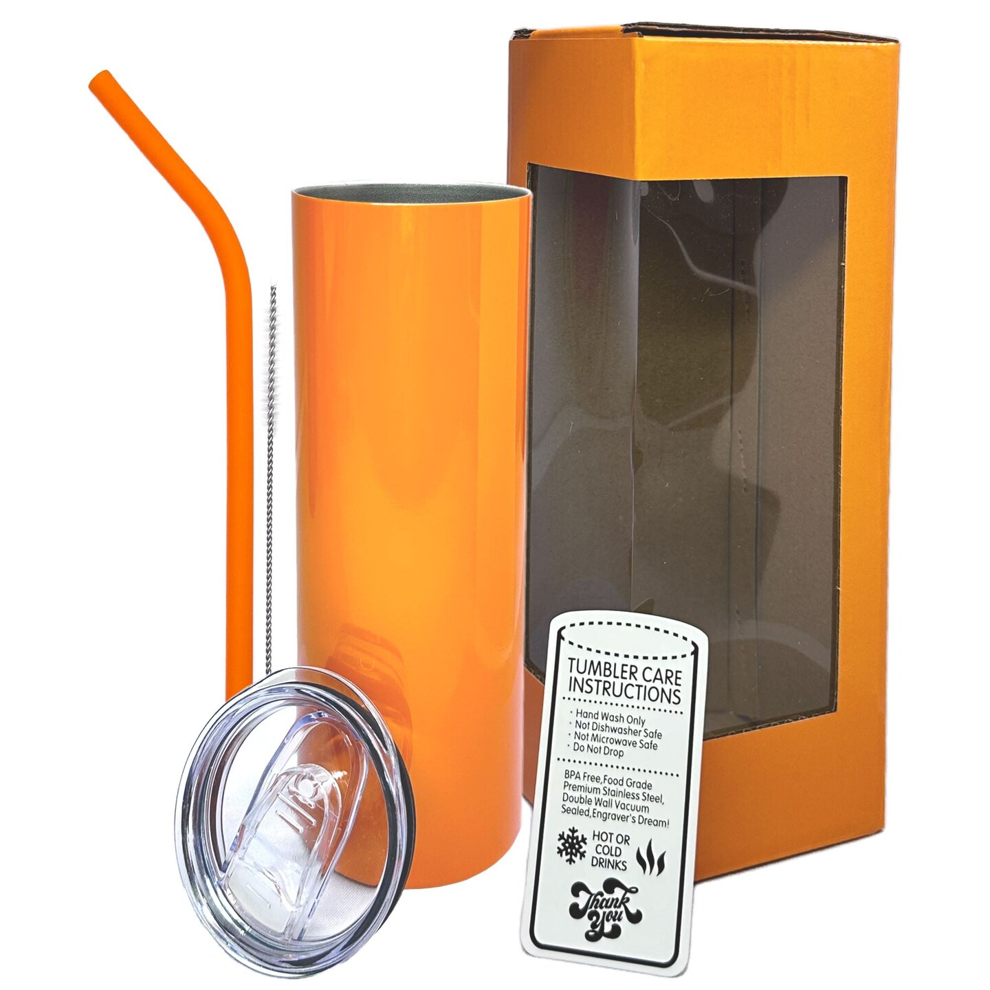 ProSub 20oz Epoxy & Engravable Coated Stainless Steel Skinny Tumbler - Orange