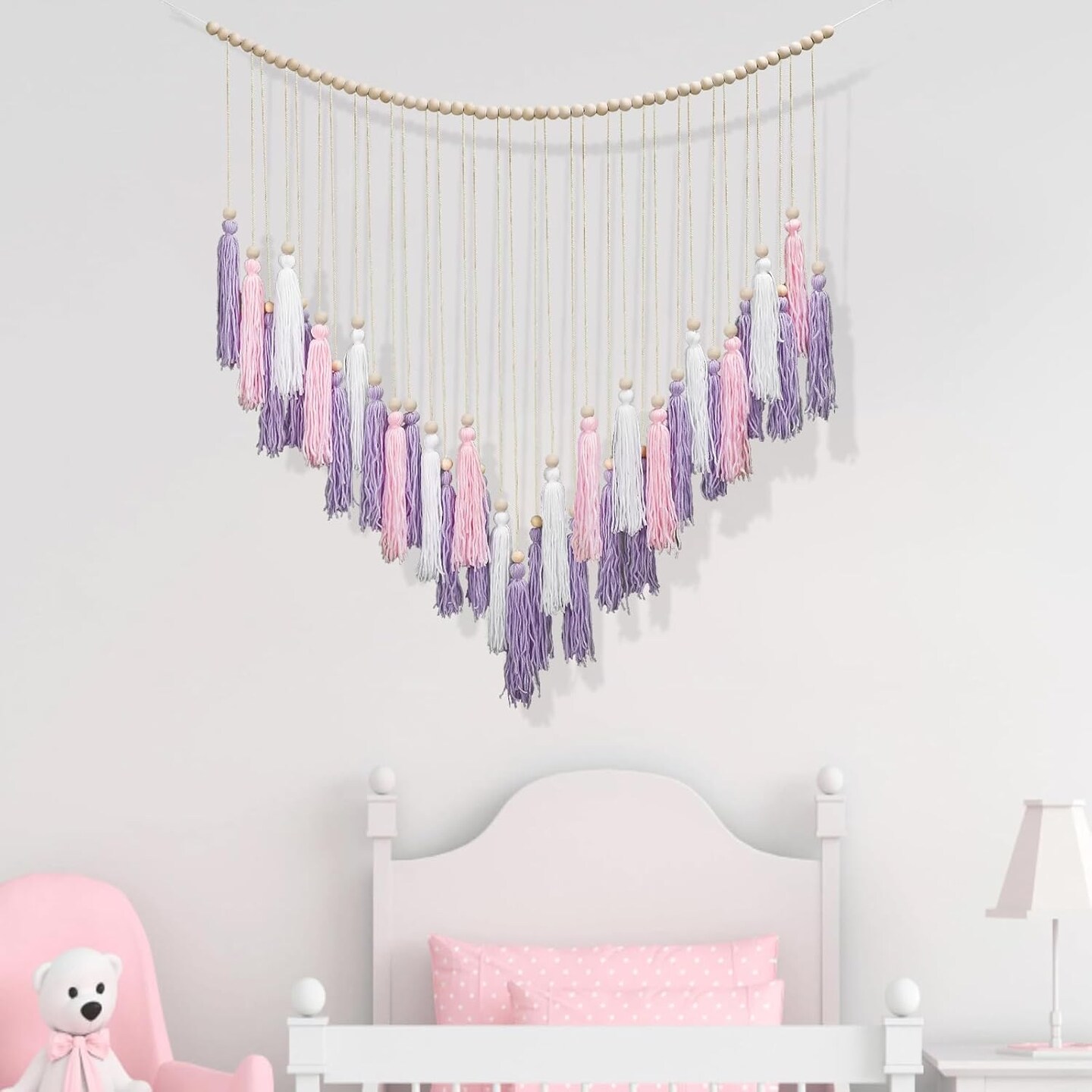 Pink & Purple Macrame Hanging Boho Wall décor (41" W x 32" H)
