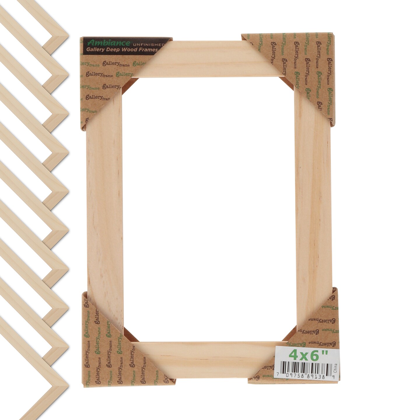 Creative Mark Unfinished Deep Gallery Frame, 10-Pack, 4x6" Open Back Natural Wood Frames, No Glass or Backing, for Canvas and Mounted Artwork, 3/4" Face, 1-1/4" Deep