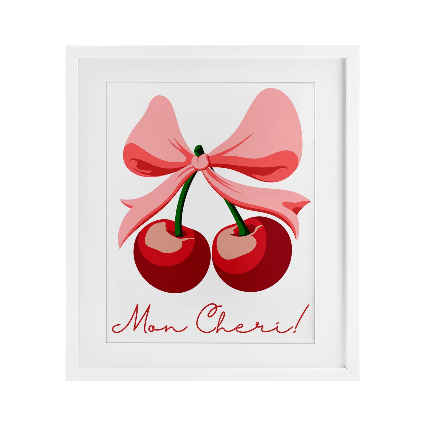 Stupell Industries Mon Cheri Bow Cherries Framed Print Under Glass, design by Marcus Prime