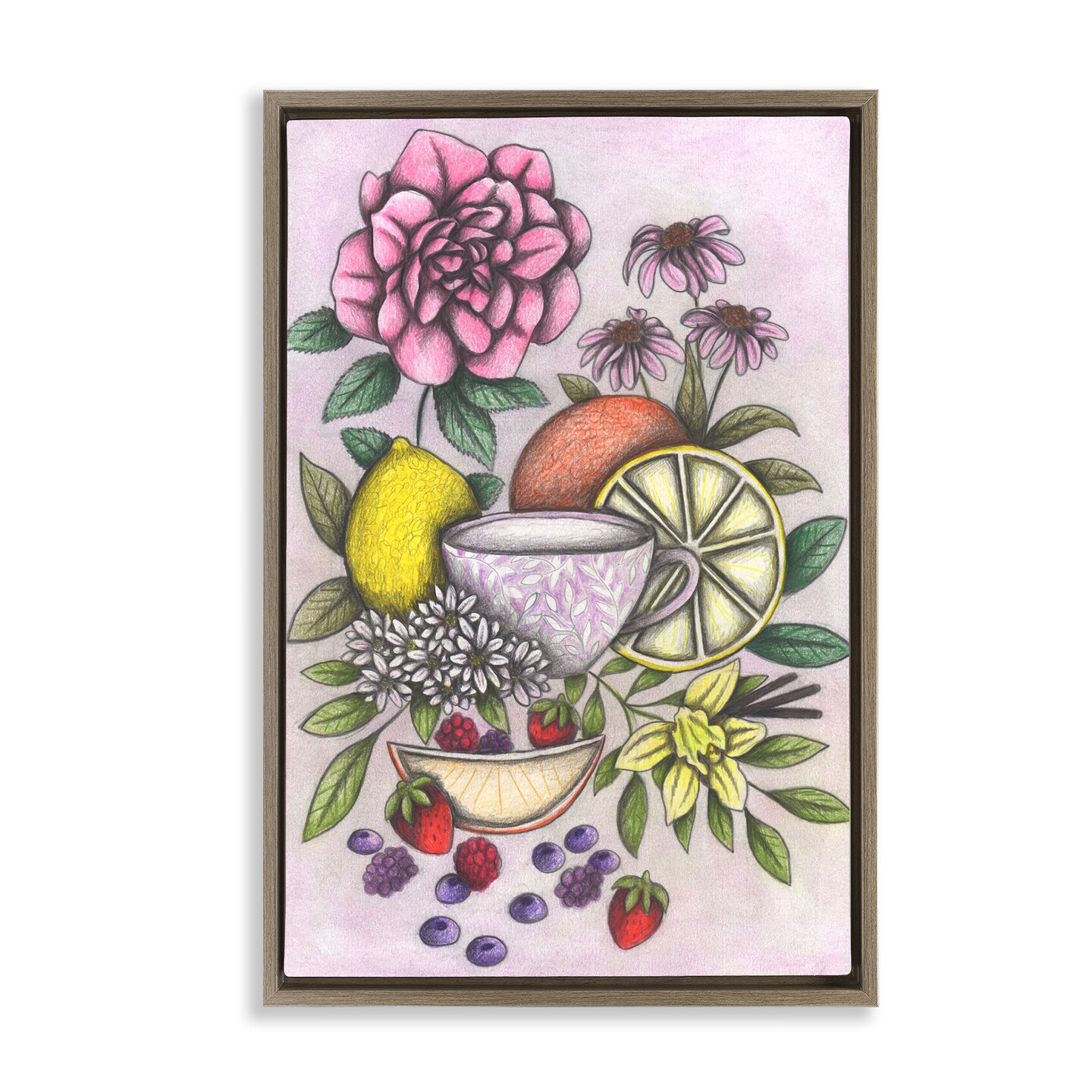 Stupell Industries Rococo Tea with Fruits Floating Frame, design by ...