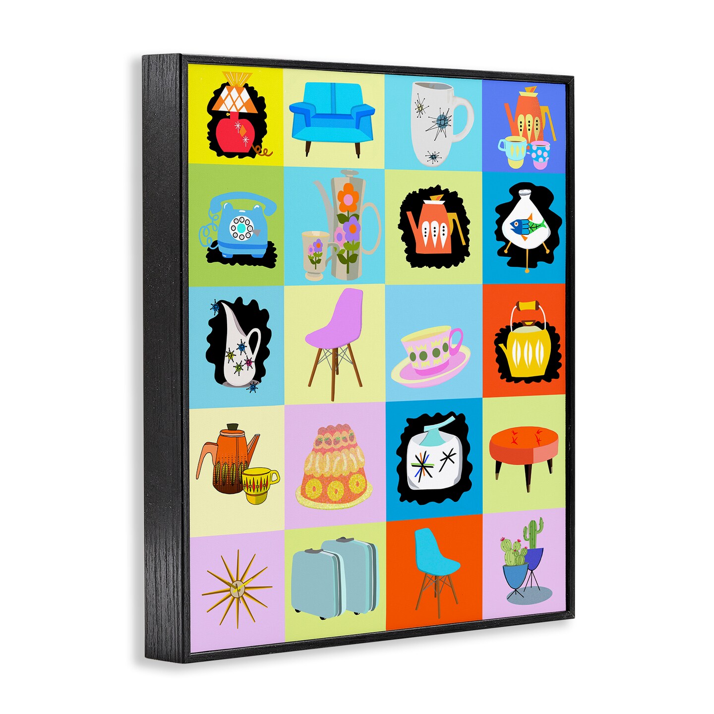 Stupell Industries Retro Vintage Vignettes Framed Giclee, design by Lynnda Rakos