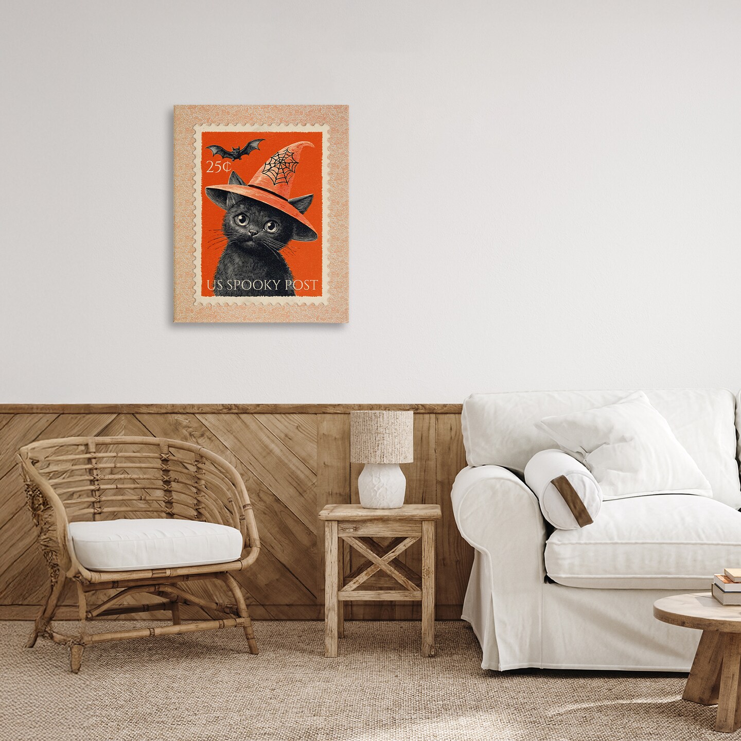 Stupell Industries Vintage Black Cat Stamp Canvas, design by Arlington Prints
