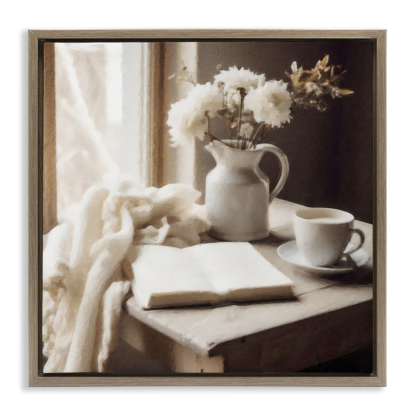 Stupell Industries Neutral Morning Coffee Journaling Floating Frame, design by Riley B