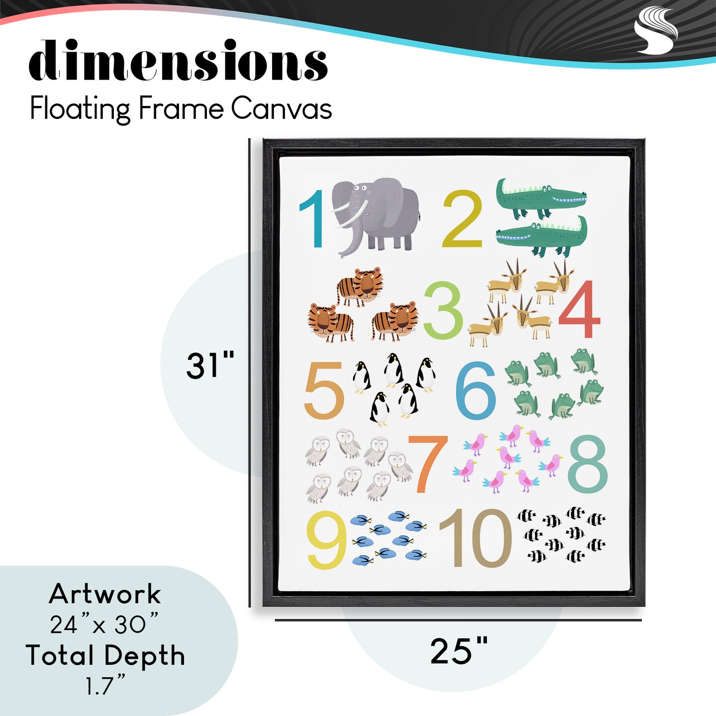 Stupell Industries Kid's Counting Animals Floating Frame, design by Carla Daly