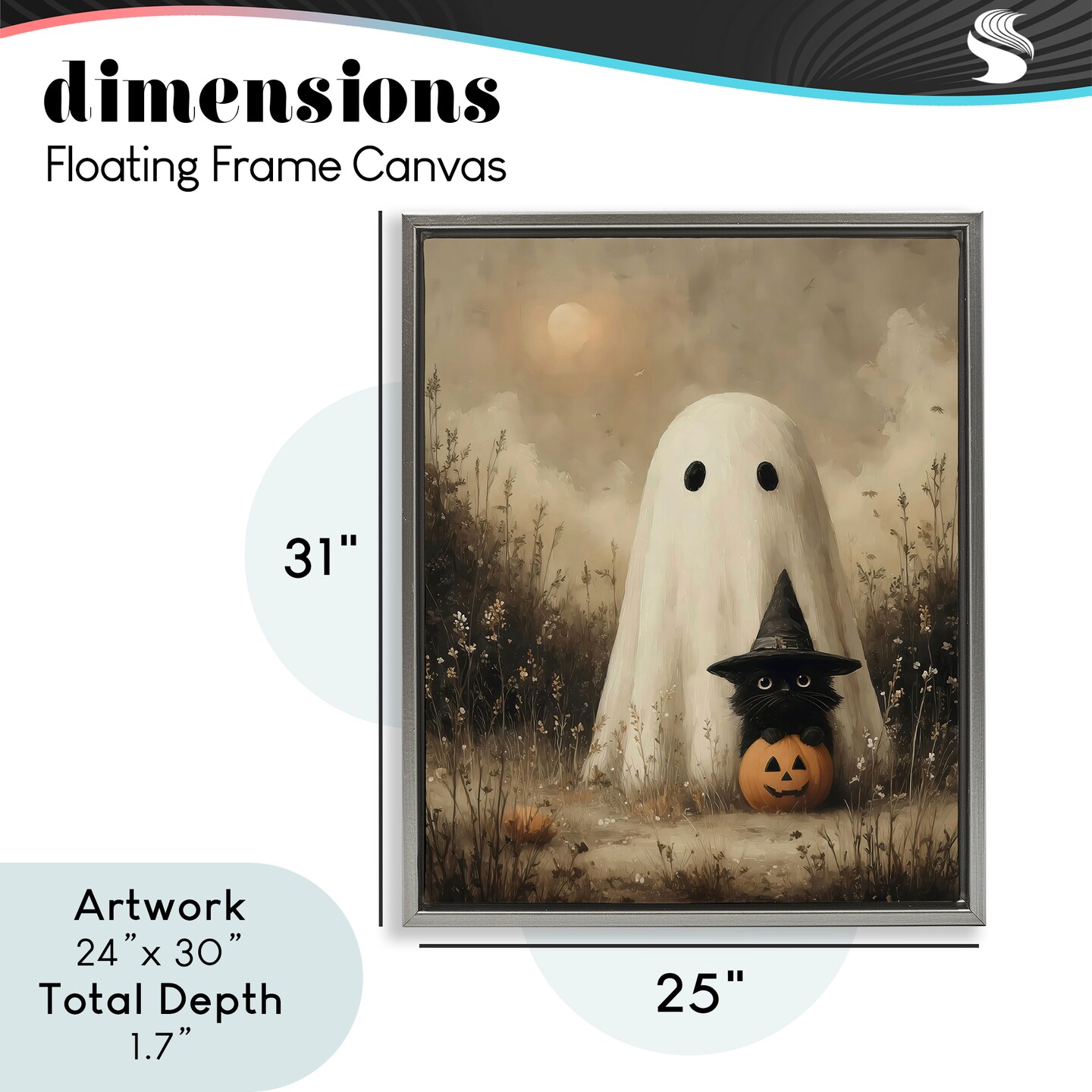 Stupell Industries Ghost with Black Kitten Floating Frame, design by Arlington Prints