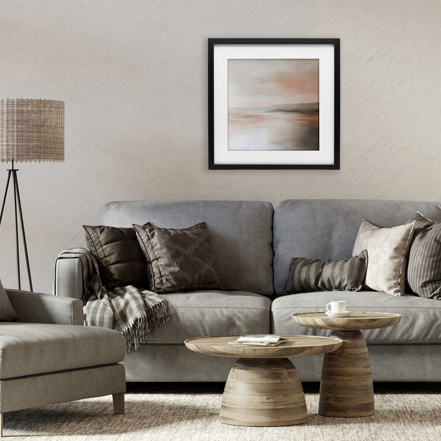 Stupell Industries Muted Landscape Abstract Coast Framed Print Under Glass, design by Petal Prints Design