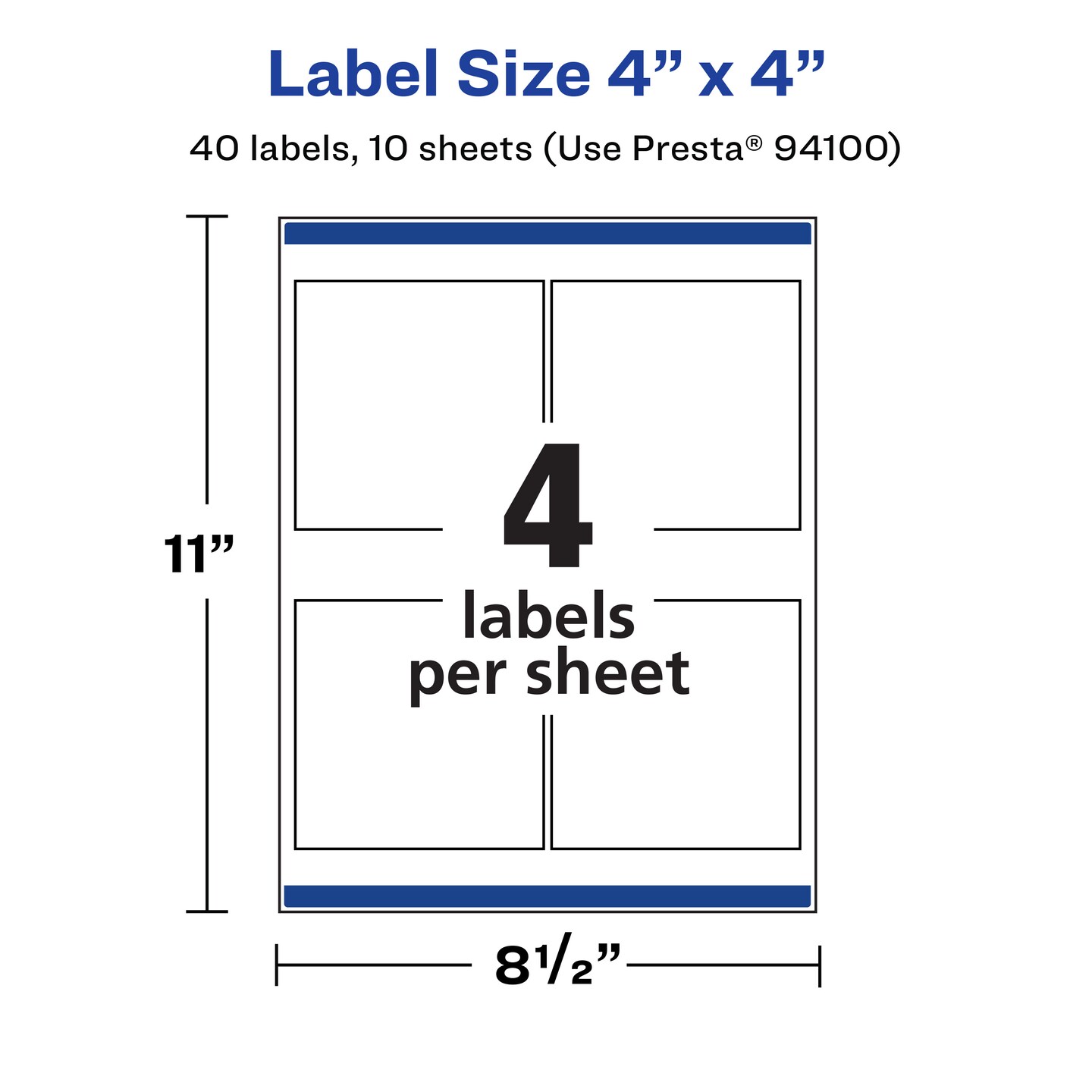 Avery Durable Waterproof Square Labels with Sure Feed, 4" x 4"
