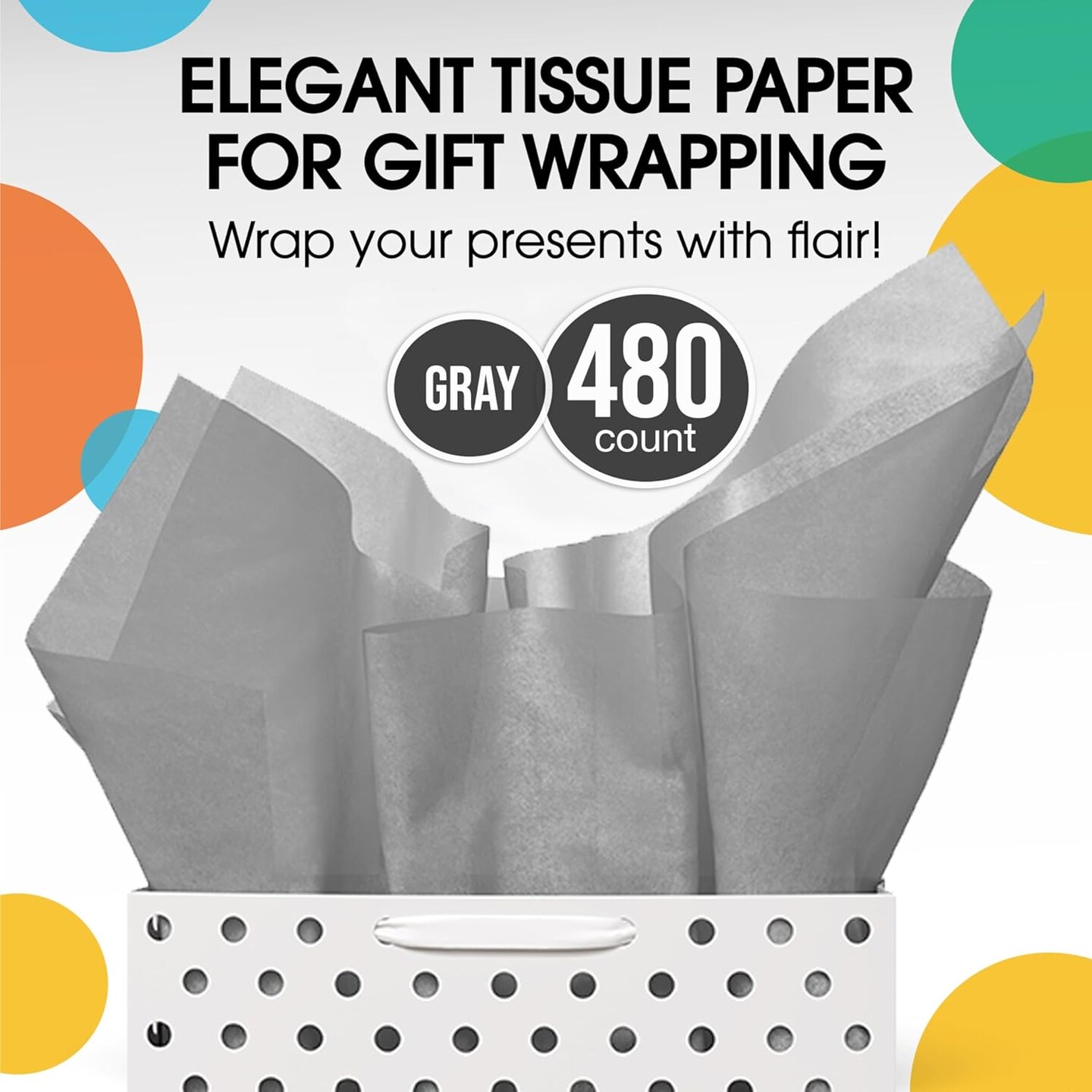 Tissue Paper for Gift Bags - 15" x 20" Bulk Tissue Paper Dark Blue 480 Sheets - 10lb Newsprint for Packing, Birthday Gift Box Filler, Packing Supplies for Moving Supplies