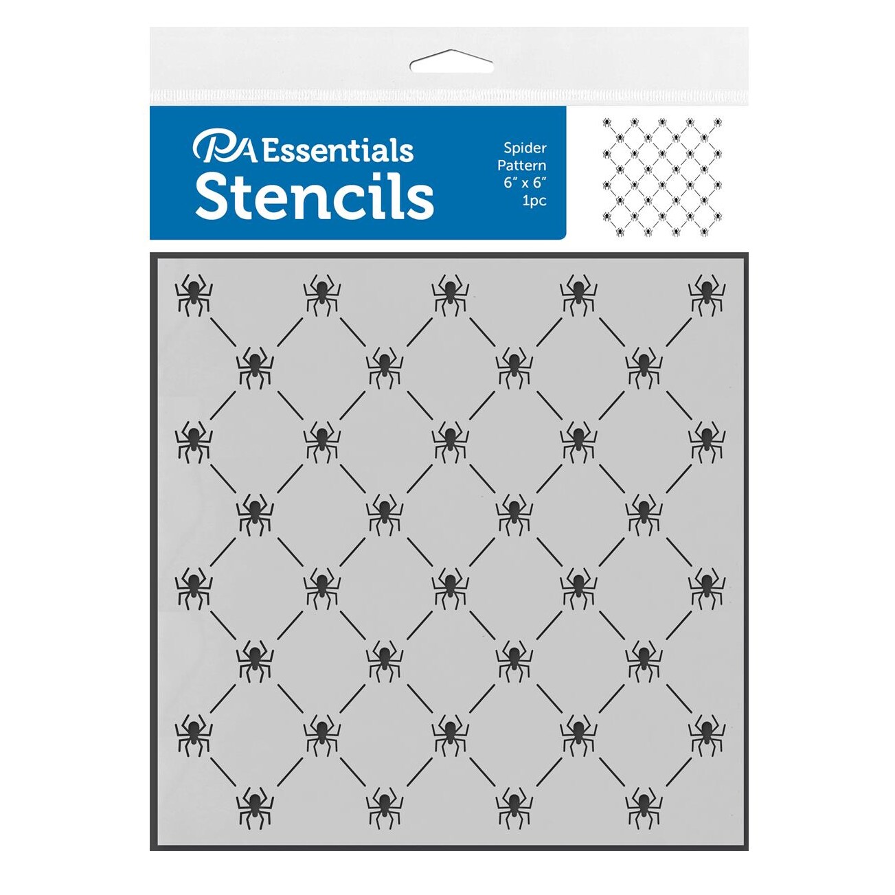 PA Essentials Stencil Spider Pattern for Painting on Wood, Canvas, Paper, Fabric, Wall and Tile, Reusable DIY Art and Craft Stencils for Painting, 6"x6" Inches