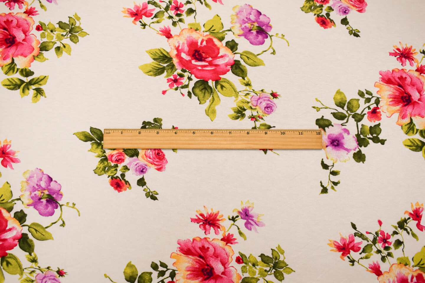 Ivory-Pink-Multi Rayon Modal Floral Printed Stretch Spandex Jersey Knit Fabric By the Yard