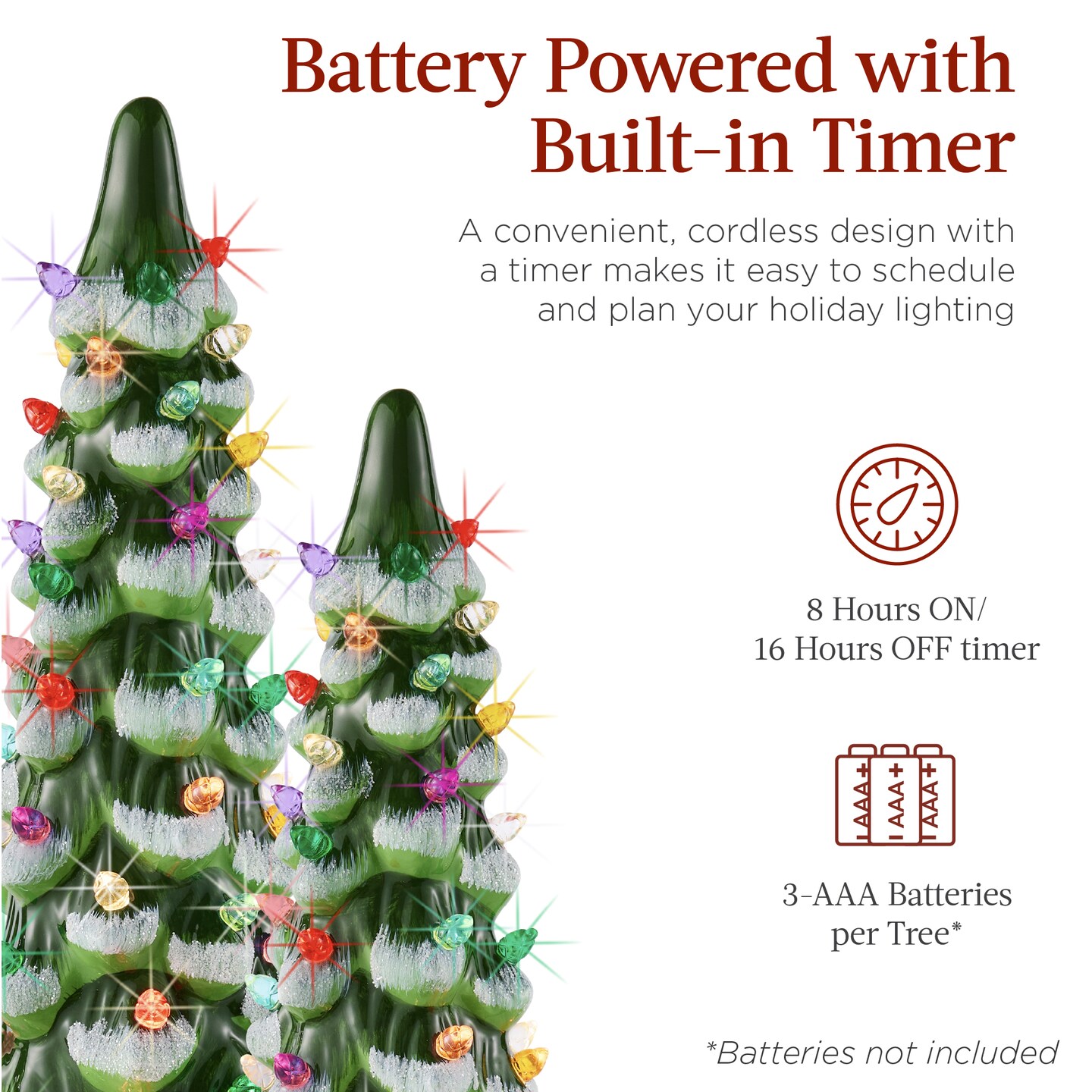 Best Choice Products Set of 3 Pre-Lit Hand-Painted Ceramic Tabletop Christmas Trees