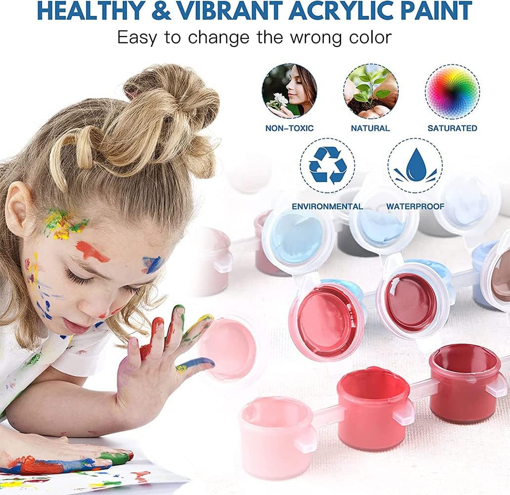 Paint by Numbers Kit for Adults Beginners, DIY Acrylic Painting on Canvas Home Decor Wall Art (River Under Sunset