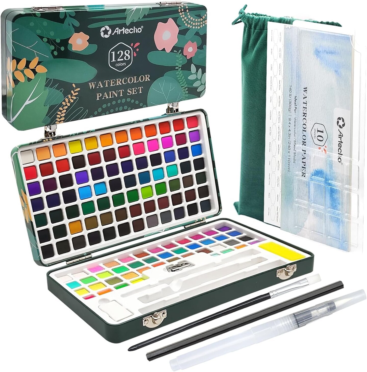 Watercolor Paint Set 128 Colors, Water Colors Paint Adult Set with Watercolor Papers and Brushes, Perfect Watercolor Kit for Beginners &#x26; Professionals