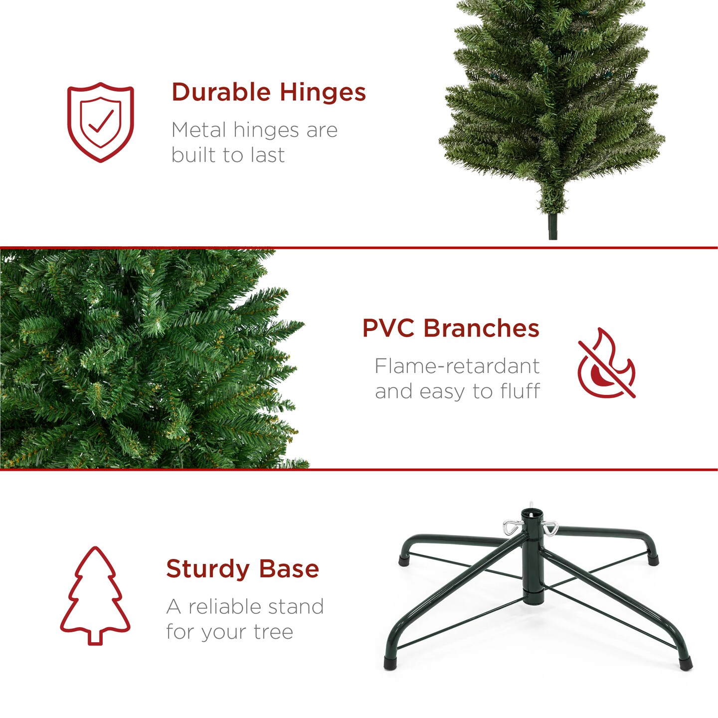 Best Choice Products Unlit Pencil Christmas Tree, Spruce Style Holiday D&#xE9;cor w/ Metal Base