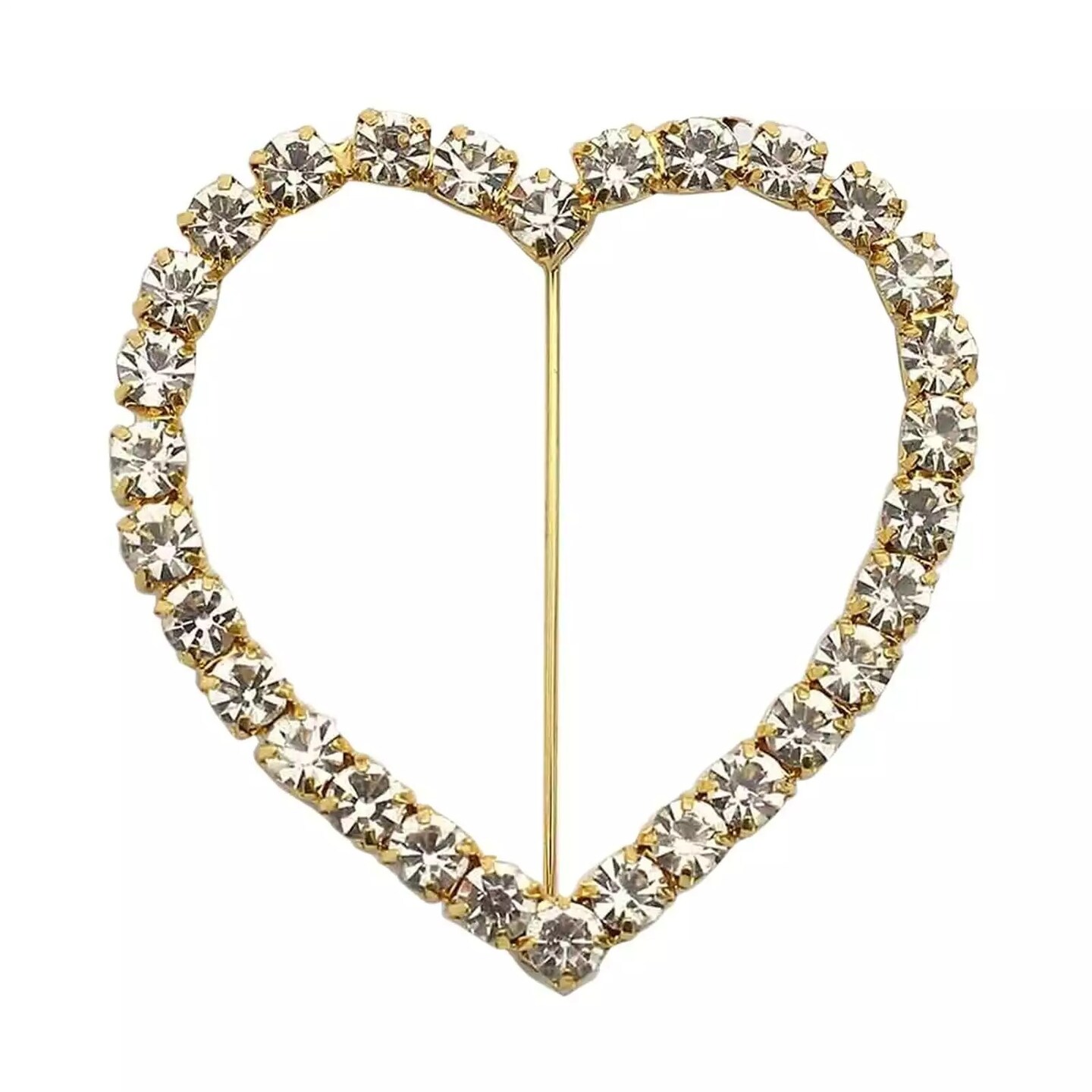 2" Gold Heart Metal Rhinestones Chair Sash Buckle Pin Party Events Decorations
