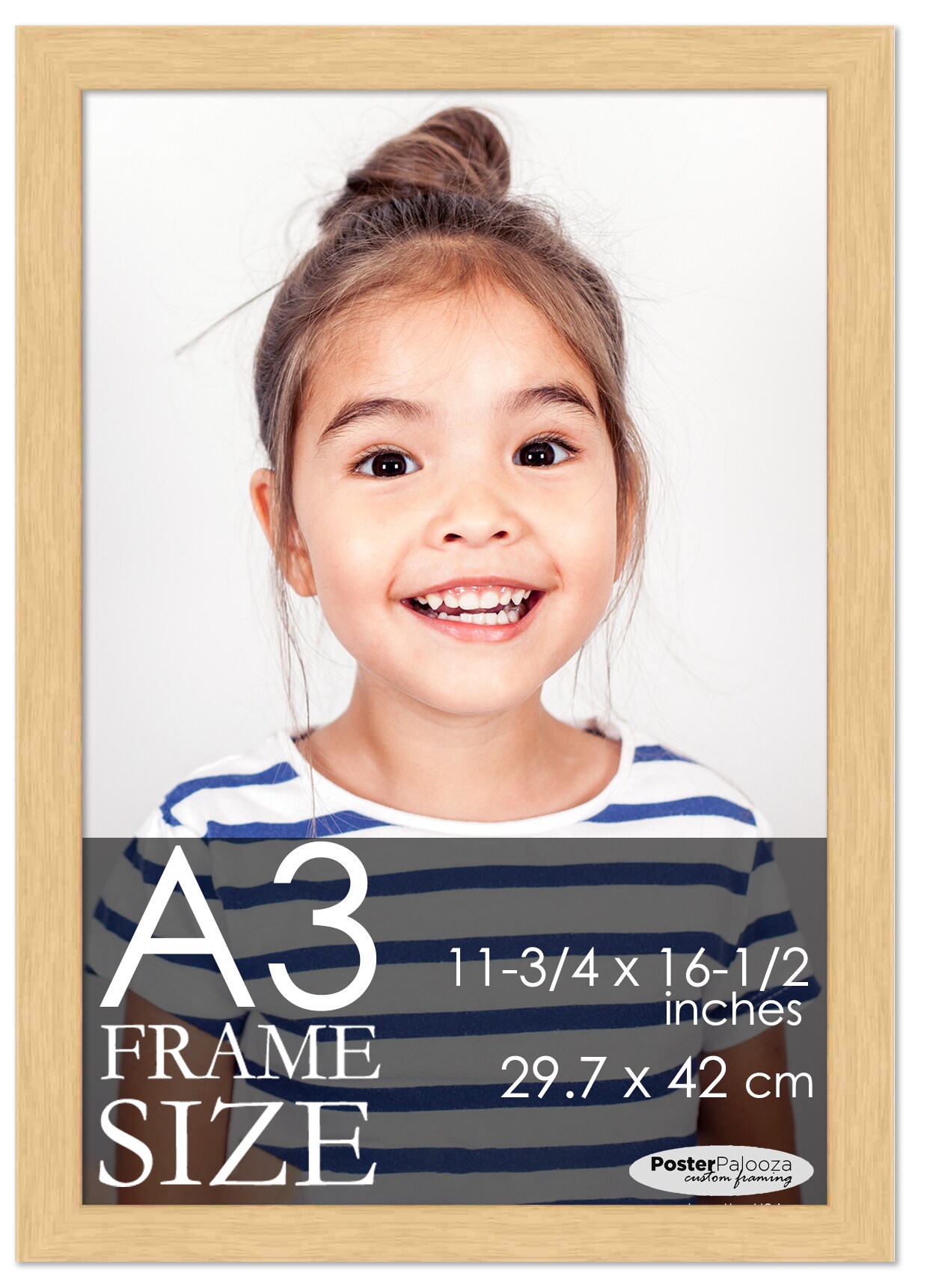A3 Frame Natural Modern Minimalist 11.75x16.5 Frame - Wood A3 Picture Frame, UV Acrylic