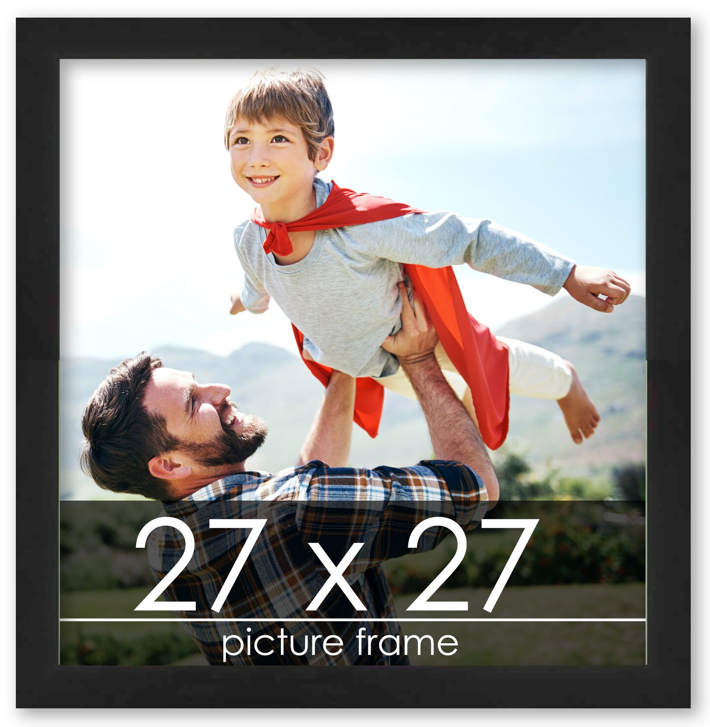 Square Decor Black Picture Frame - UV Acrylic, Foam Board Backing, Hanging Hardware