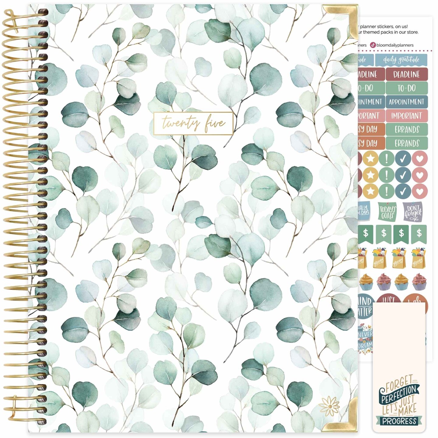 bloom daily planners 2025 Hard Cover Planner, 8.5&#x22; x 11&#x22;, Boho Greenery