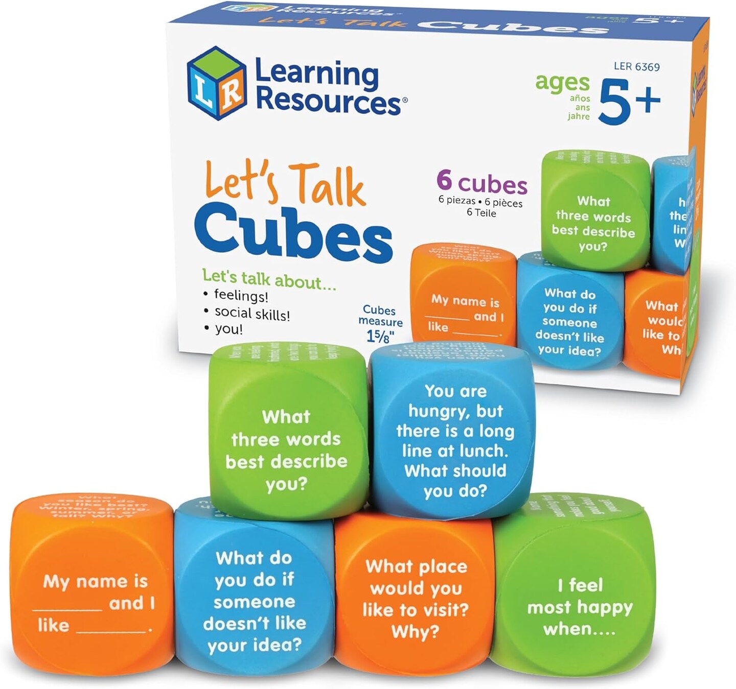 Let&#x27;S Talk! Cubes, 6 Cubes with 36 Prompts, Ages 5+,Conversation Cubes, SEL &#x26; Autism Therapy,Back to School Supplies,Teacher Supplies