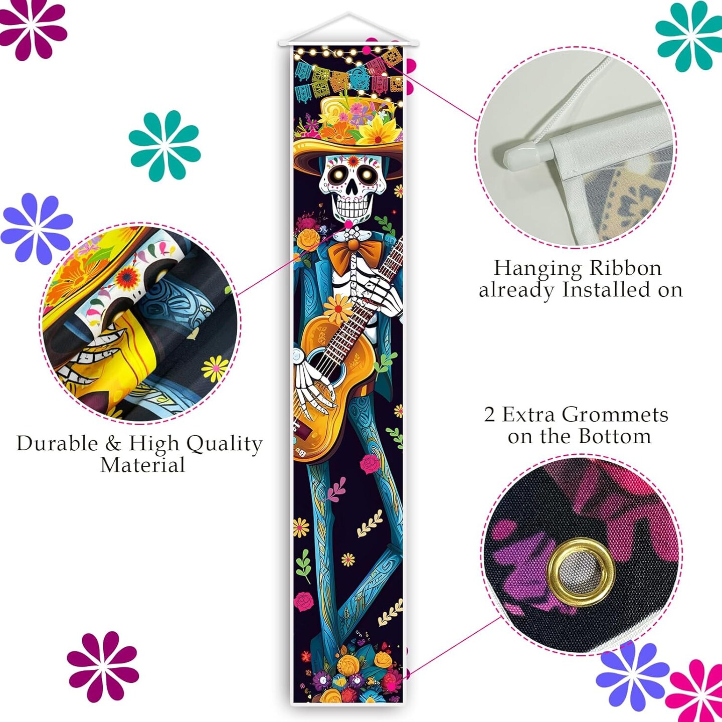 Halloween Decorations Indoor Dia De Los Muertos Porch Sign Banners Decoration