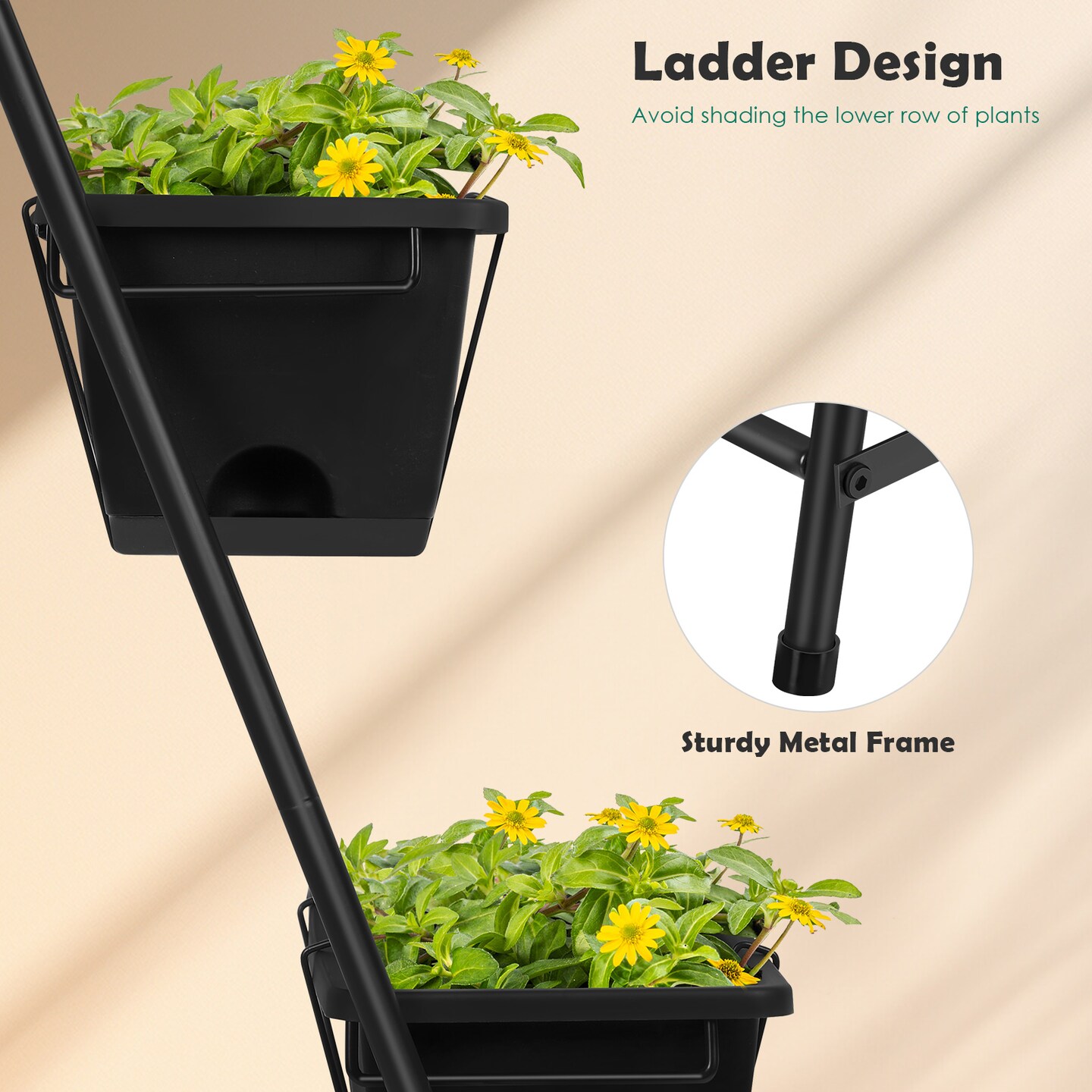 4 Tier Vertical Raised Garden Bed Planters for Outdoor Plants Herb Garden Planter with Drainage Holes Standing Garden Planters for Herbs Flowers Vegetables Plants