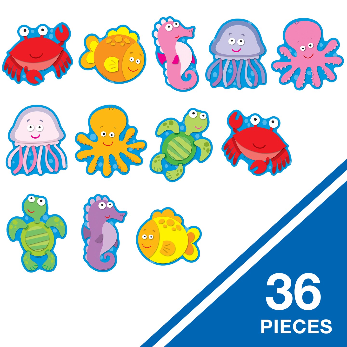 Carson Dellosa 36pc Sea Life Bulletin Board Decorations, Bulletin Board Sea Creatures &#x26; Fish Cutouts, Under the Sea Party Decorations, Classroom Decor, Ocean Decor, Summer Bulletin Board Decorations