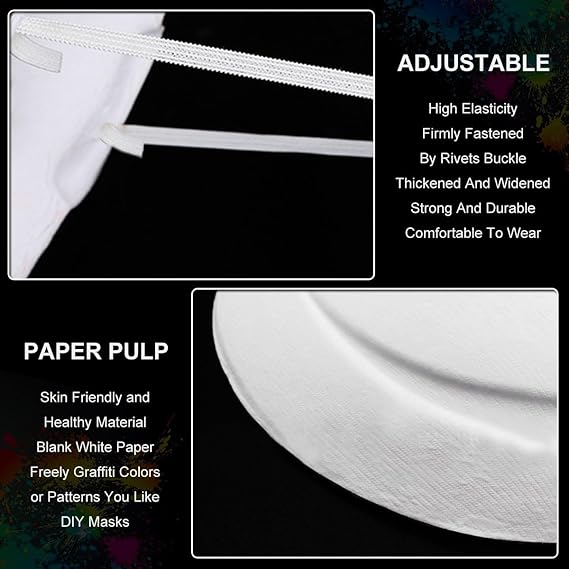 White Craft Mask Pulp Blank Paintable Mask for Halloween Costume