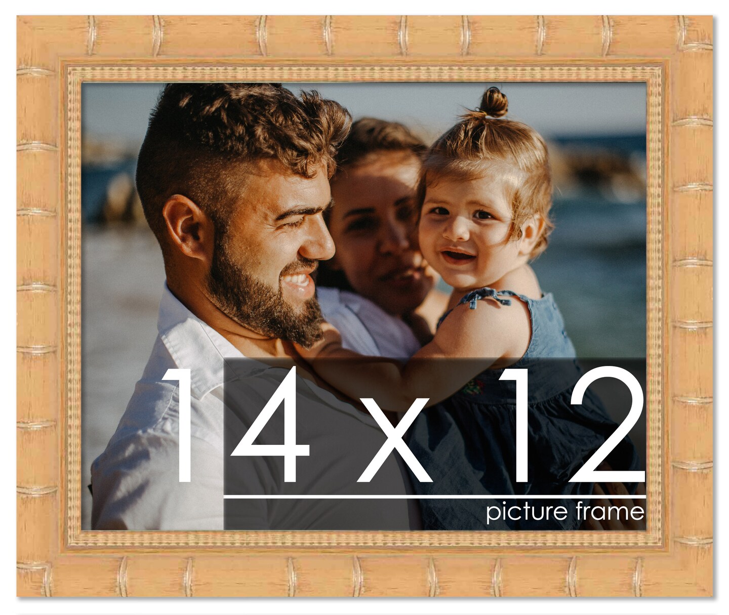 14x12 Modern Bamboo Picture Frame with UV-Resistant Acrylic &#x26; Acid Free Backing, Available in  5 Finishes - Gold, Silver, Brown, Black, and Natural
