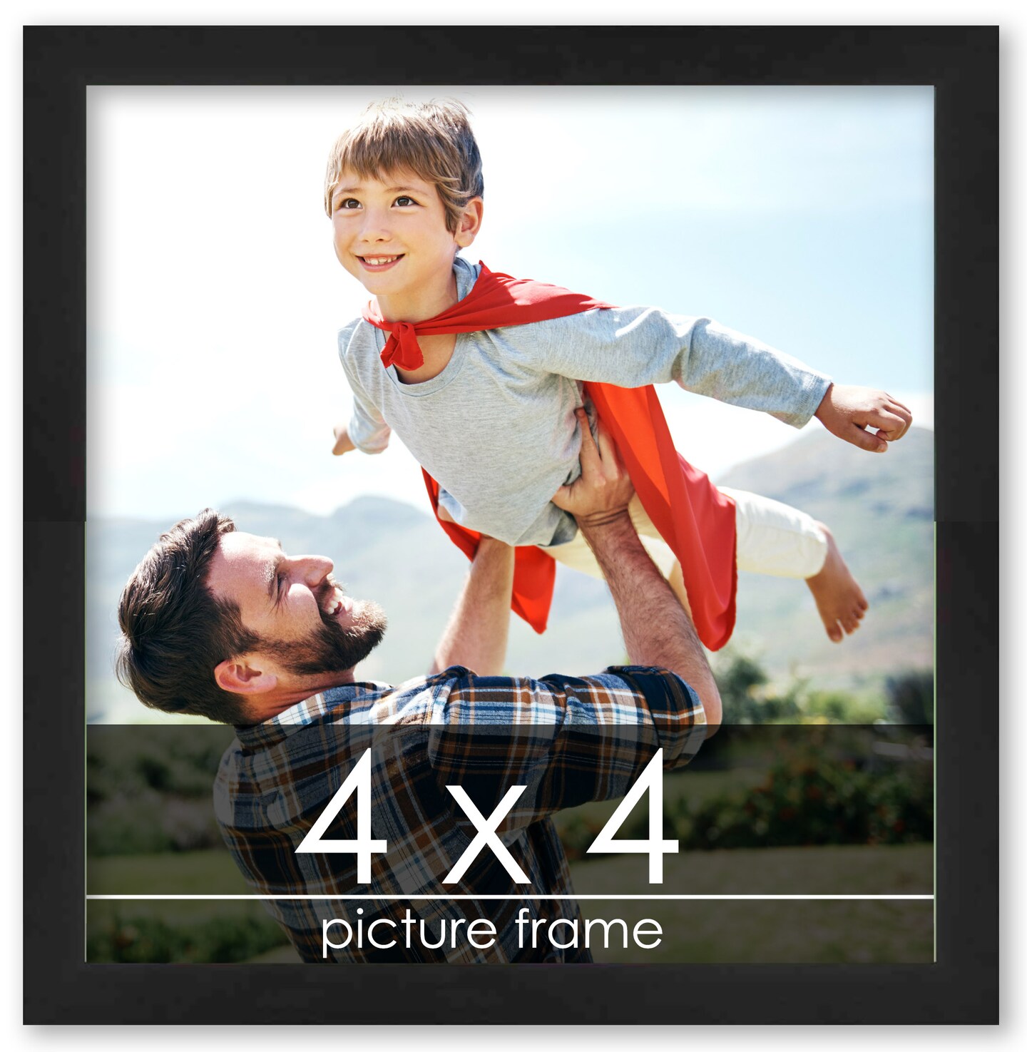 Square Decor Black Picture Frame - UV Acrylic, Foam Board Backing, Hanging Hardware