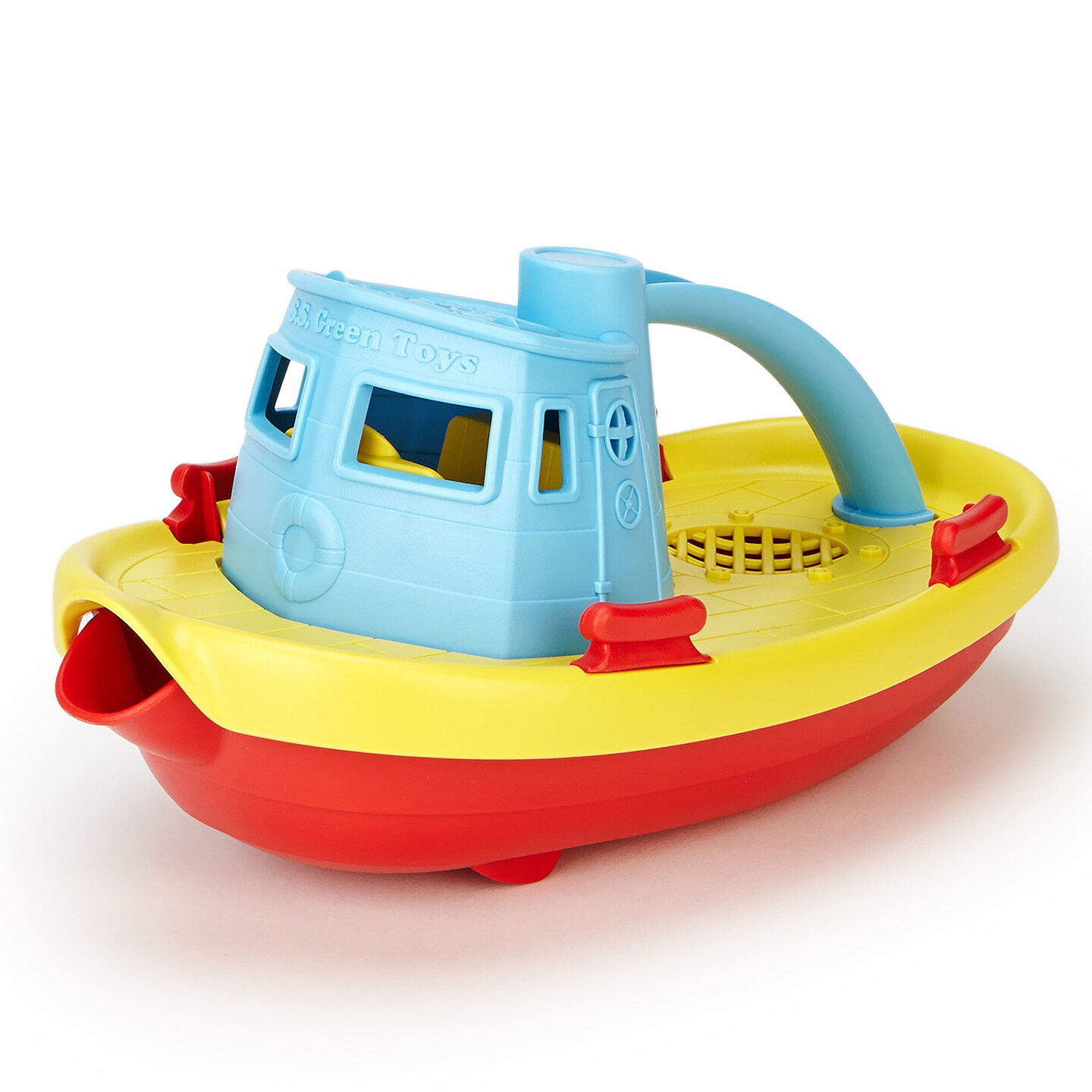 Green Toys: My First Tugboat - Blue Top - Fun Floating Bathtime Play Toy, Fill &#x26; Pour Water, Recycled Plastic, Kids-Toddlers-Baby Ages 6 Months+