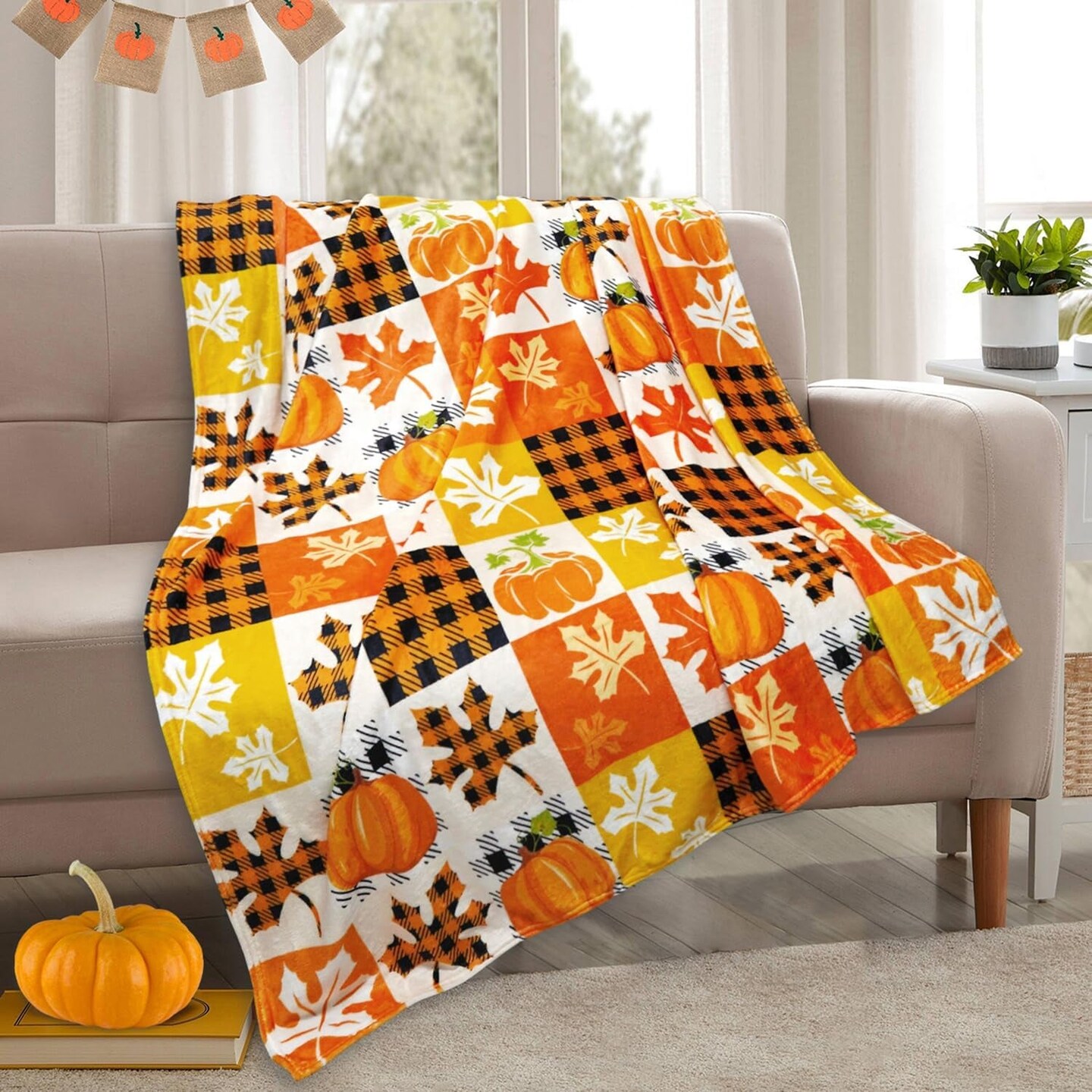 Fall Plaid Throw Blanket 50 X 60