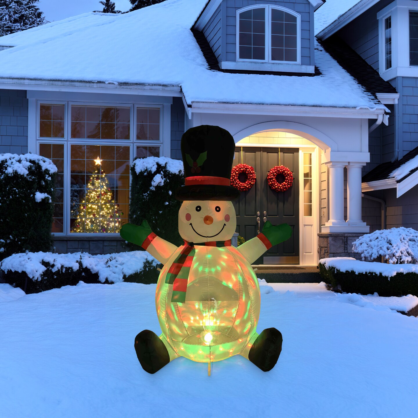 Northlight Lighted Inflatable Snowman with Top Hat Outdoor Christmas Decoration - 4'