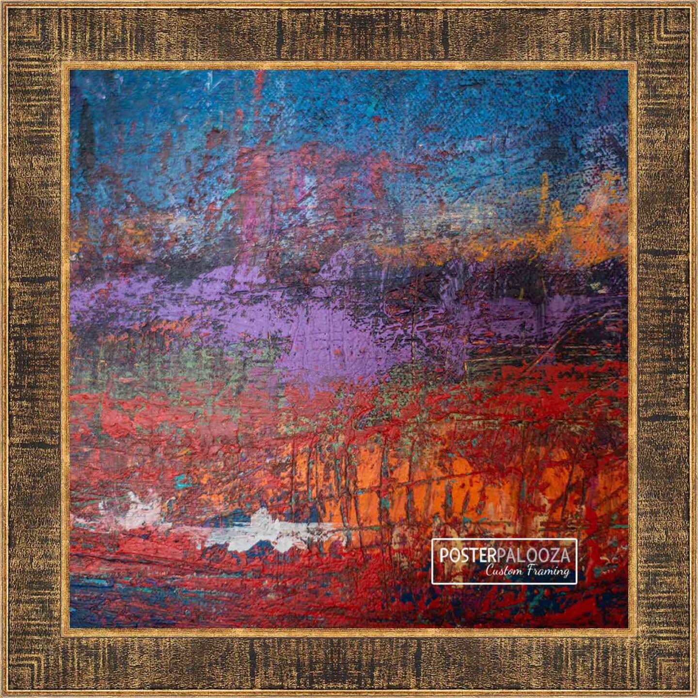 Square Sculpted Black Picture Frame - UV Acrylic, Foam Board Backing, Hanging Hardware