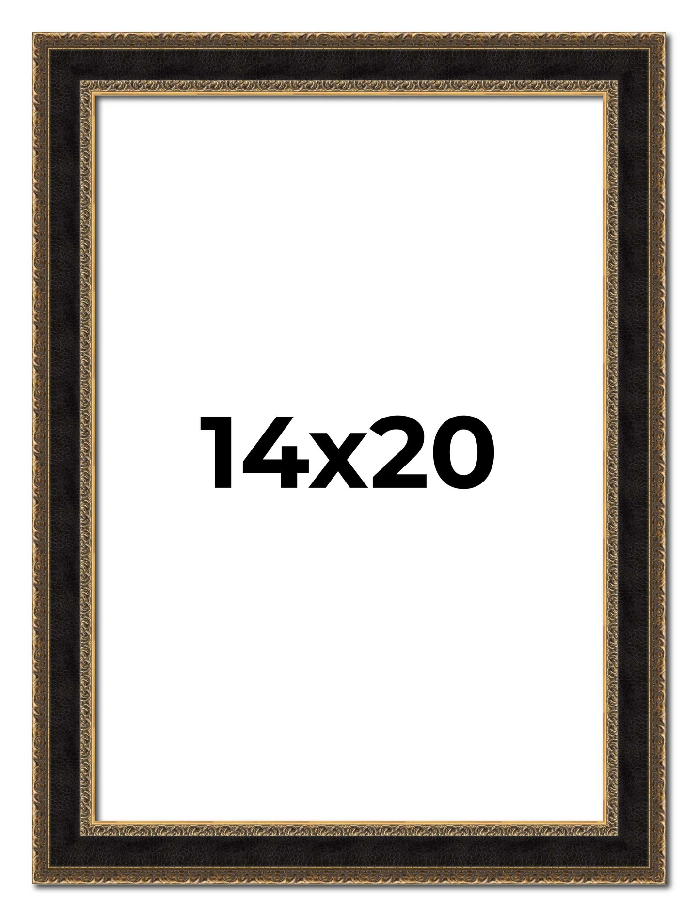 14x20 Ornate Picture Frame with UV-Resistant Acrylic & Acid Free Backing, Available in 5 Finishes - Black, Brown, Gold, Silver, White
