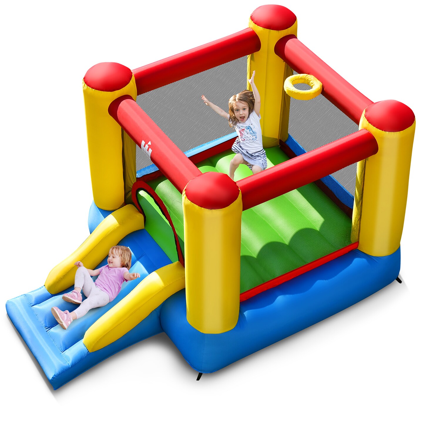 Costway Inflatable Bouncer Kids Bounce House Jumping Castle Slide with 480W Blower