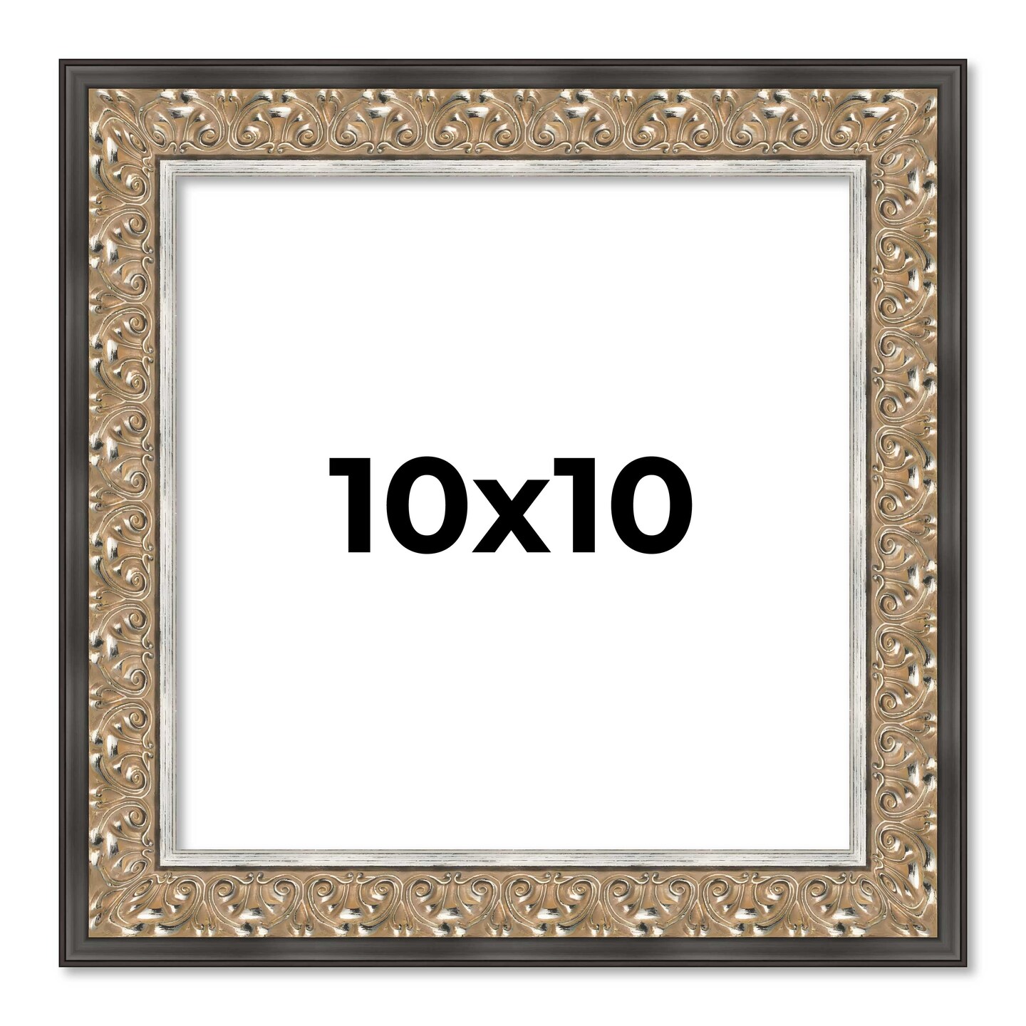 Square Ornate Silver Picture Frame - UV Acrylic, Foam Board Backing, Hanging Hardware