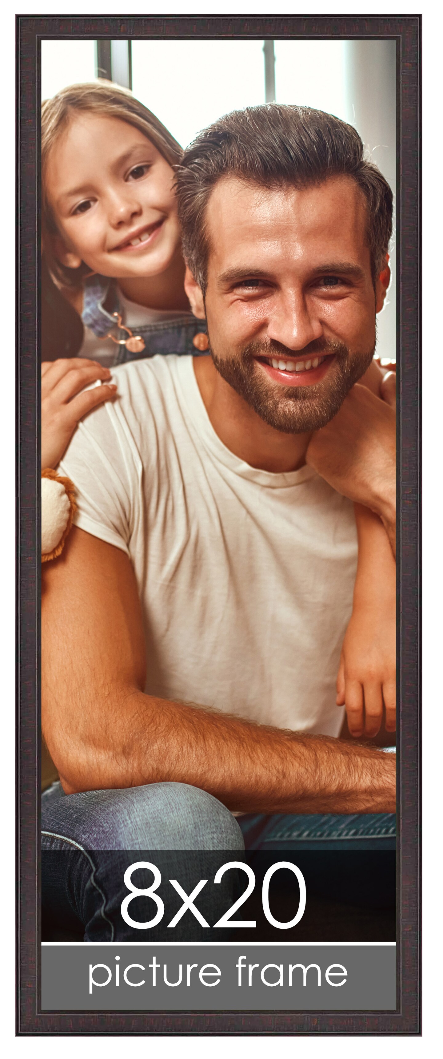 Panoramic Textured Brown Picture Frame - UV Acrylic, Foam Board Backing, Hanging Hardware