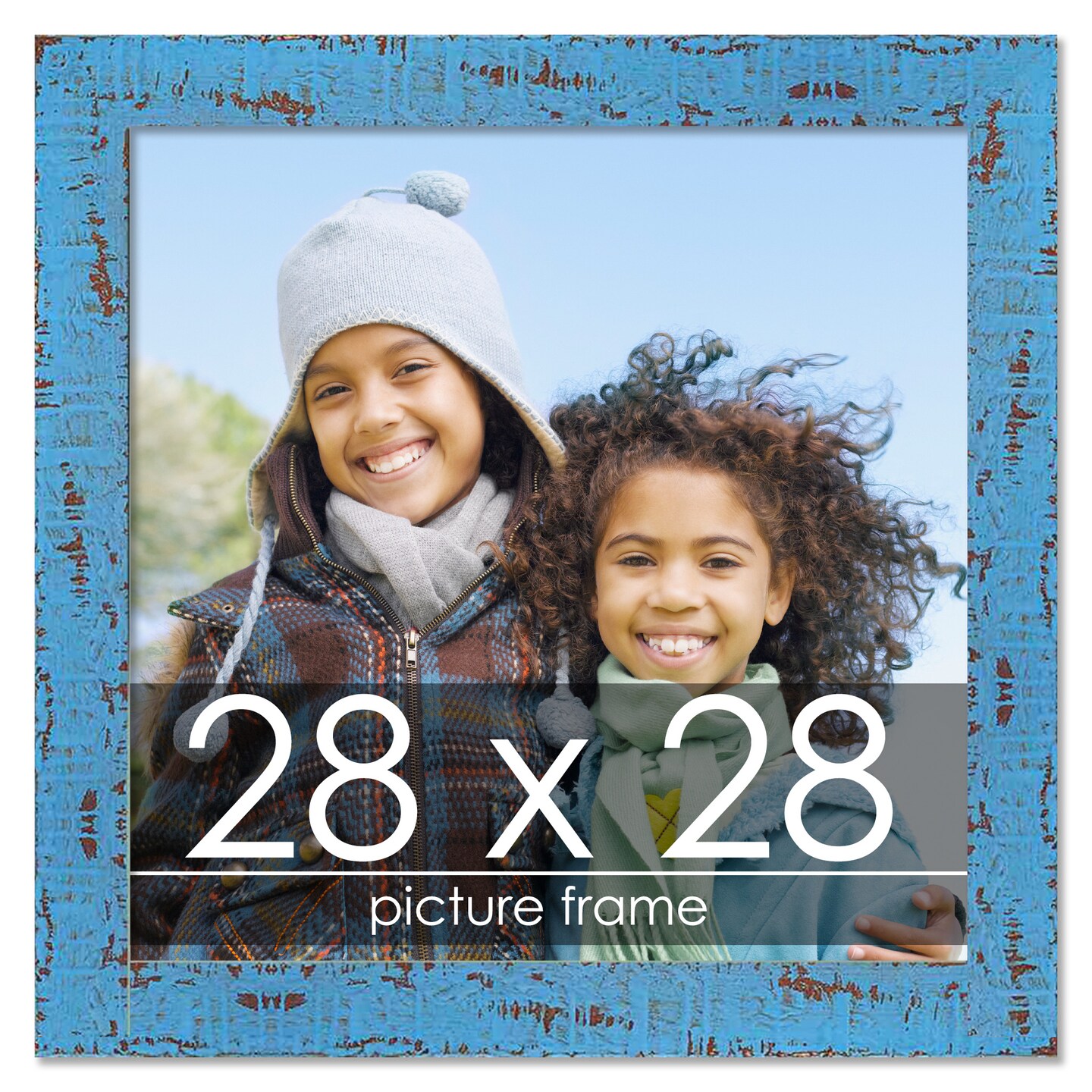 Square Shabby Chic Blue Picture Frame - UV Acrylic, Foam Board