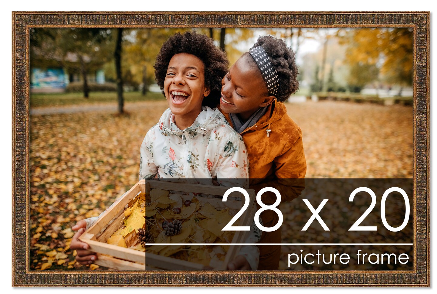 20x28 Textured Picture Frame with UV-Resistant Acrylic & Acid Free Backing, Available in 6 Finishes - Black, Blue, Brown, Gold, Grey, and White
