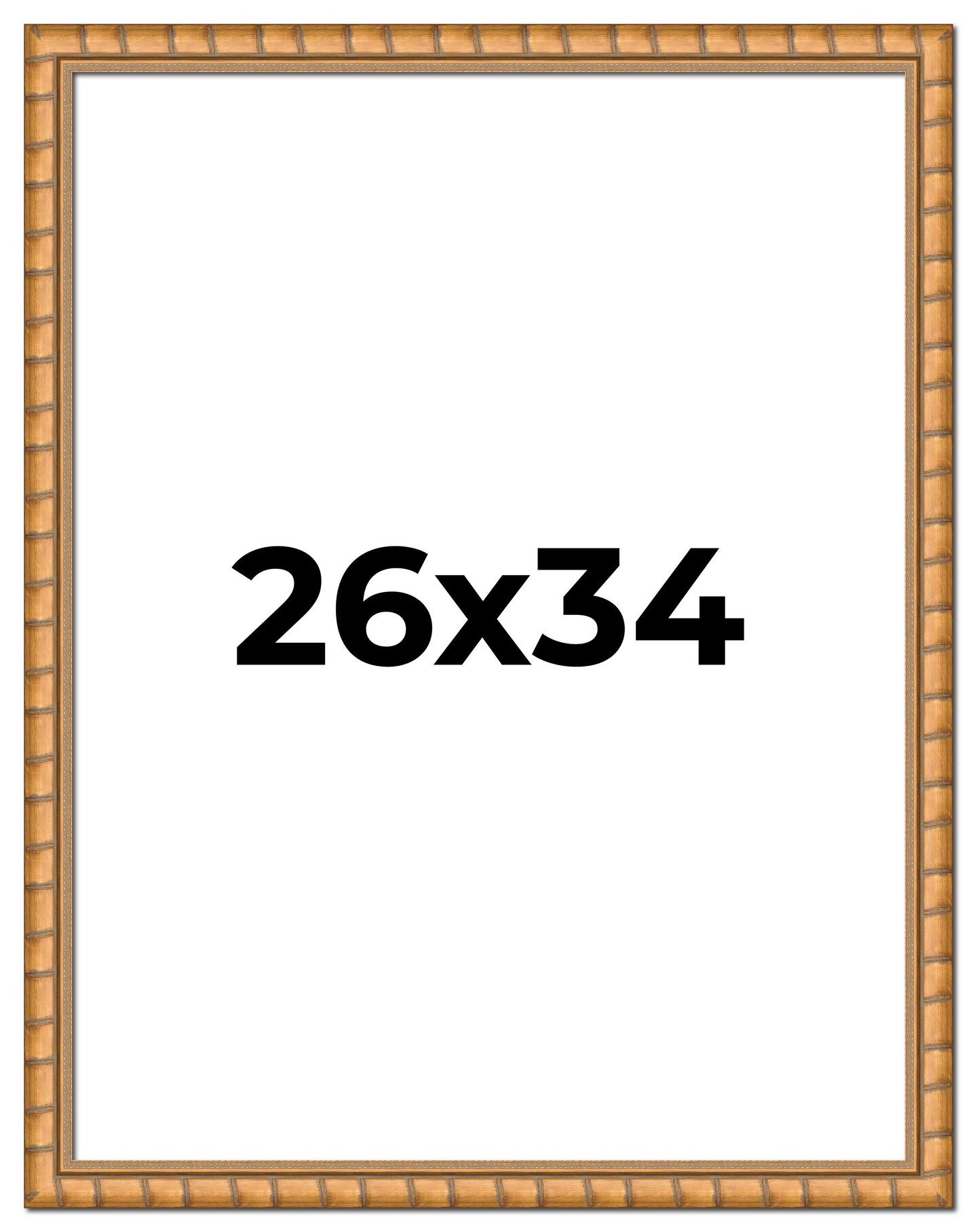 26x34 Gold Modern Bamboo Picture Frame - UV Acrylic, Foam Board Backing, Hanging Hardware