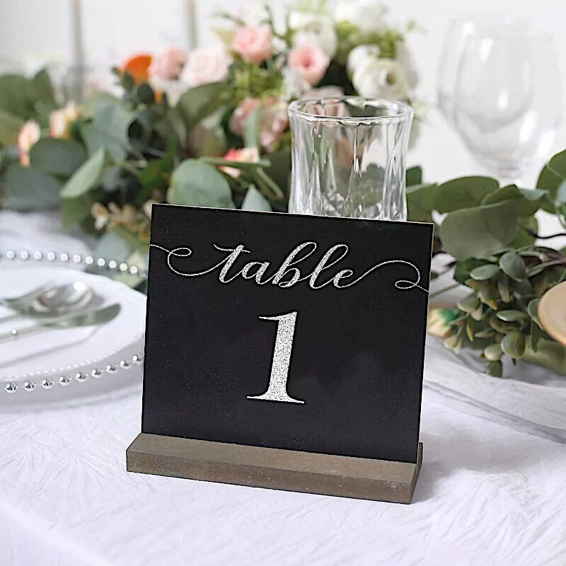 Black Natural 6 Mini 6&#x22; Wooden Table Chalkboards Removable Stands Party Events