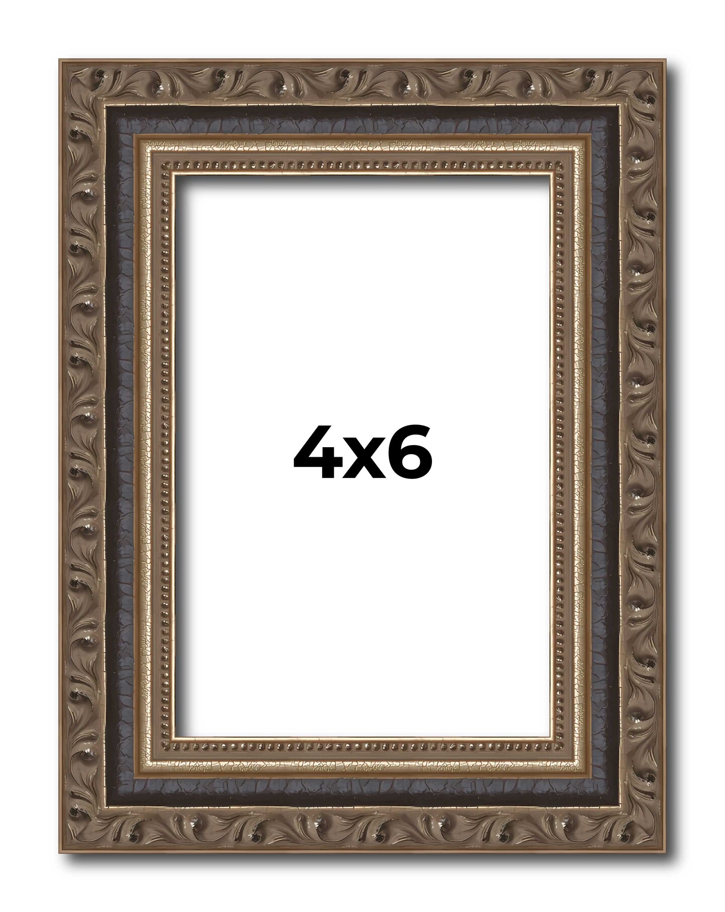 4x6 Sculpted Silver Picture Frame - UV Acrylic, Foam Board Backing, Hanging Hardware
