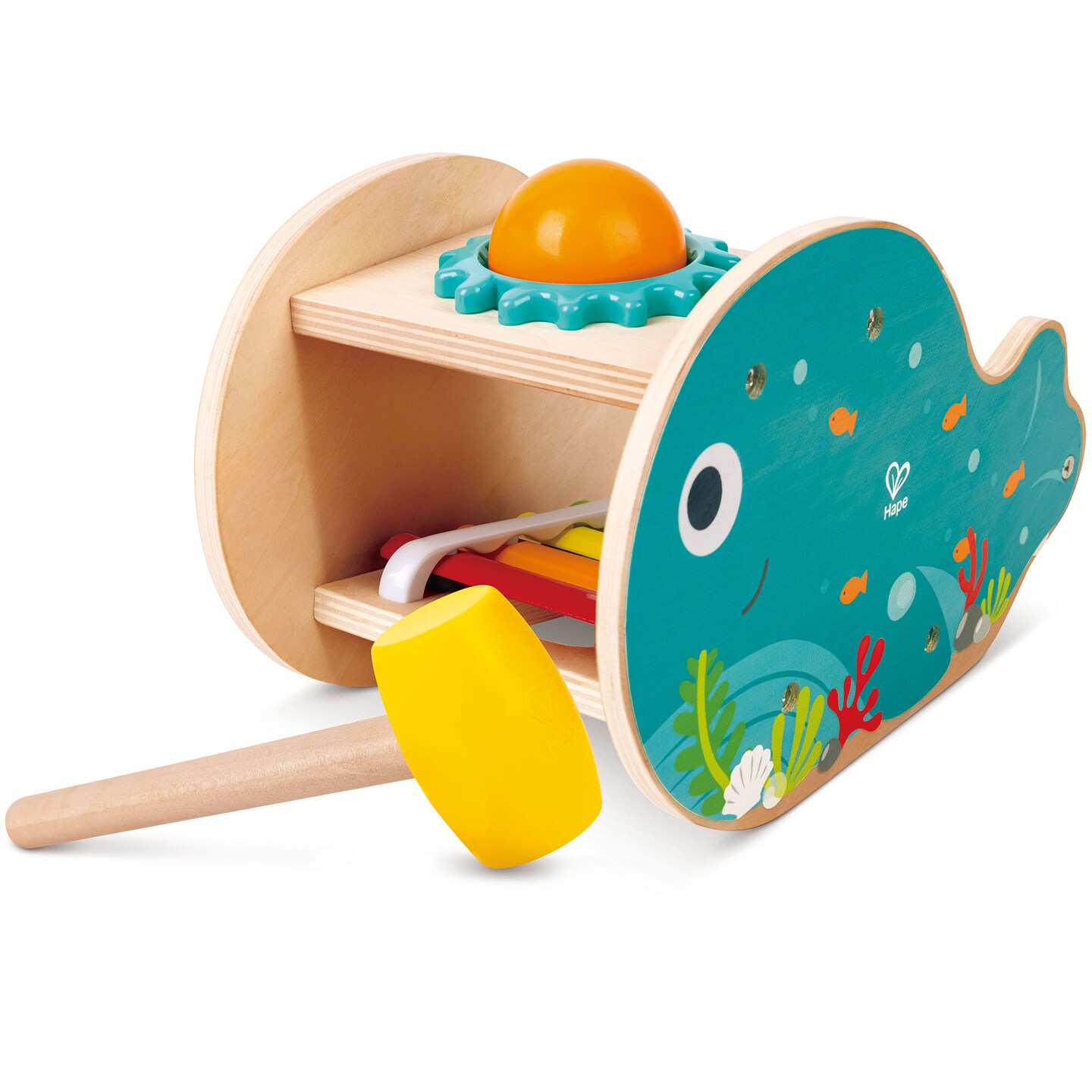 Hape Musical Whale Tap Bench Pound Play Wooden Sound Toy Xylophone Playful Ocean Design Knock The Ball Baby Kids Toddlers Ages 18mo Michaels