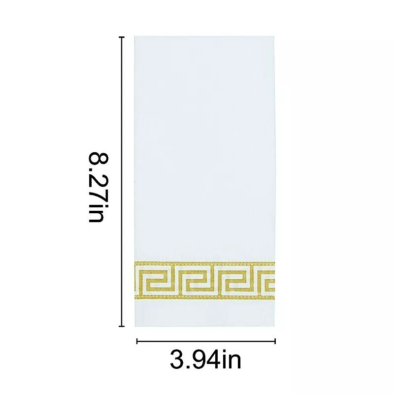 20 White Gold Airlaid Paper Napkins Metallic Greek Design Wedding Decorations