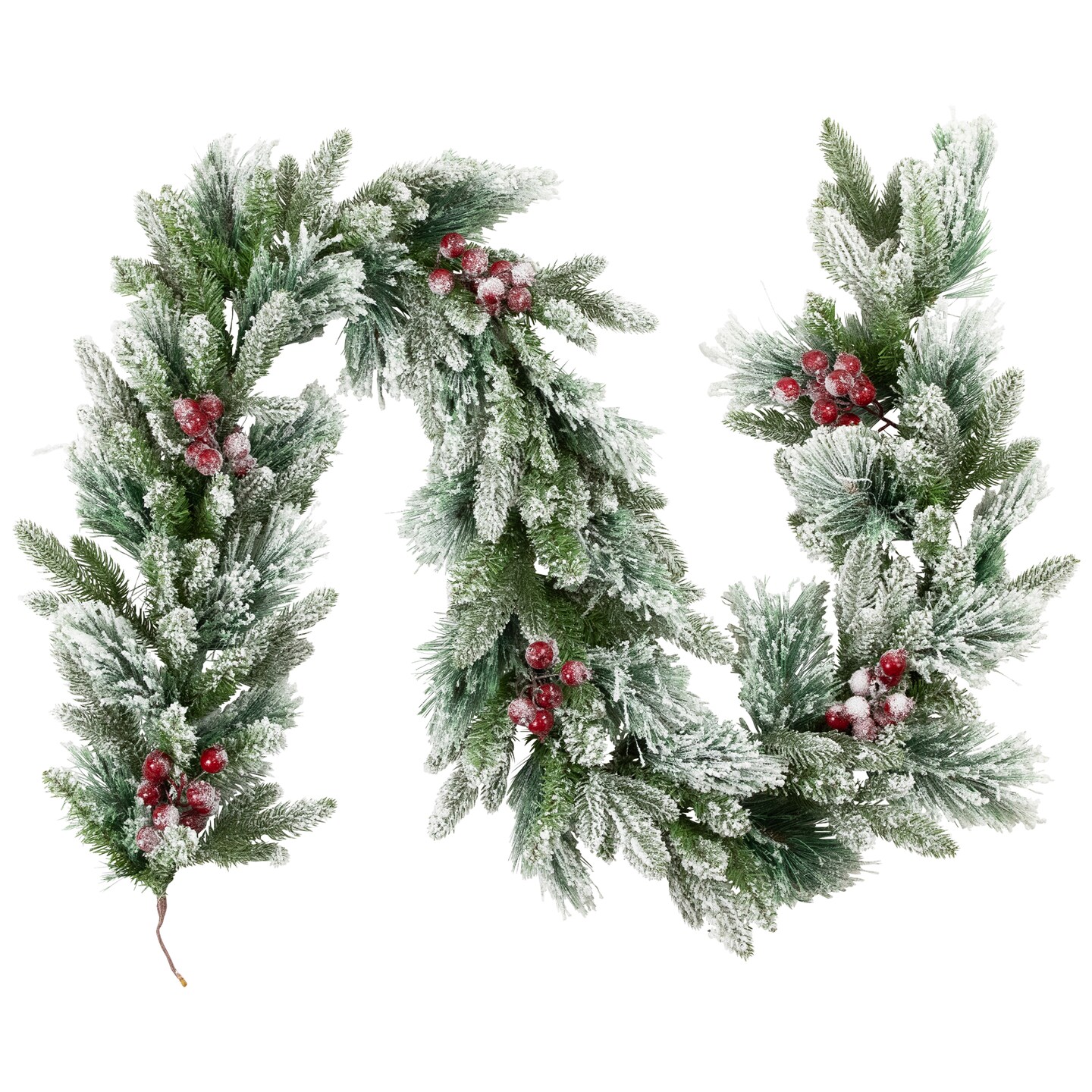 Northlight Real Touch&#x2122;&#xFE0F; Flocked Calloway Fir with Berries Artificial Christmas Garland - 7&#x27; x 12&#x22;  - Unlit