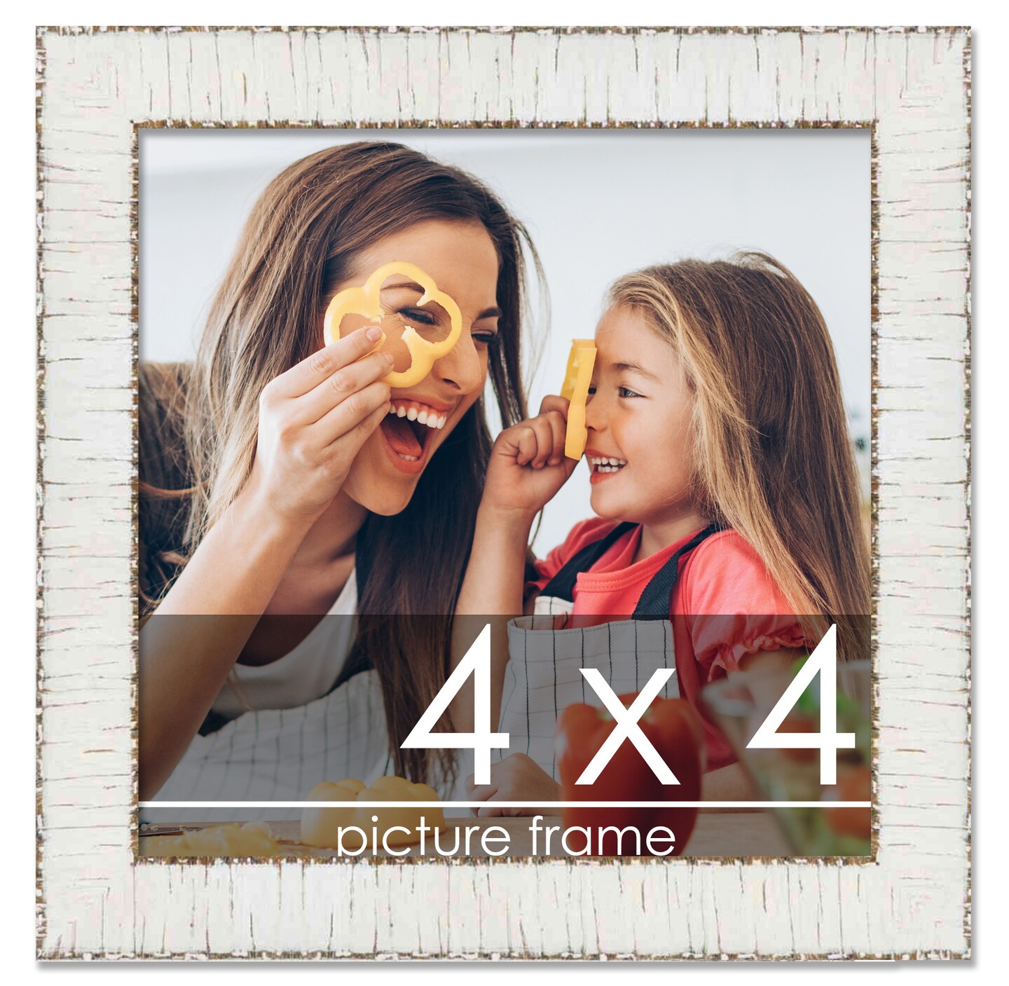 4x4 Ornate Picture Frame with UV-Resistant Acrylic &#x26; Acid Free Backing, Available in 5 Finishes - Black, Brown, Gold, Silver, White