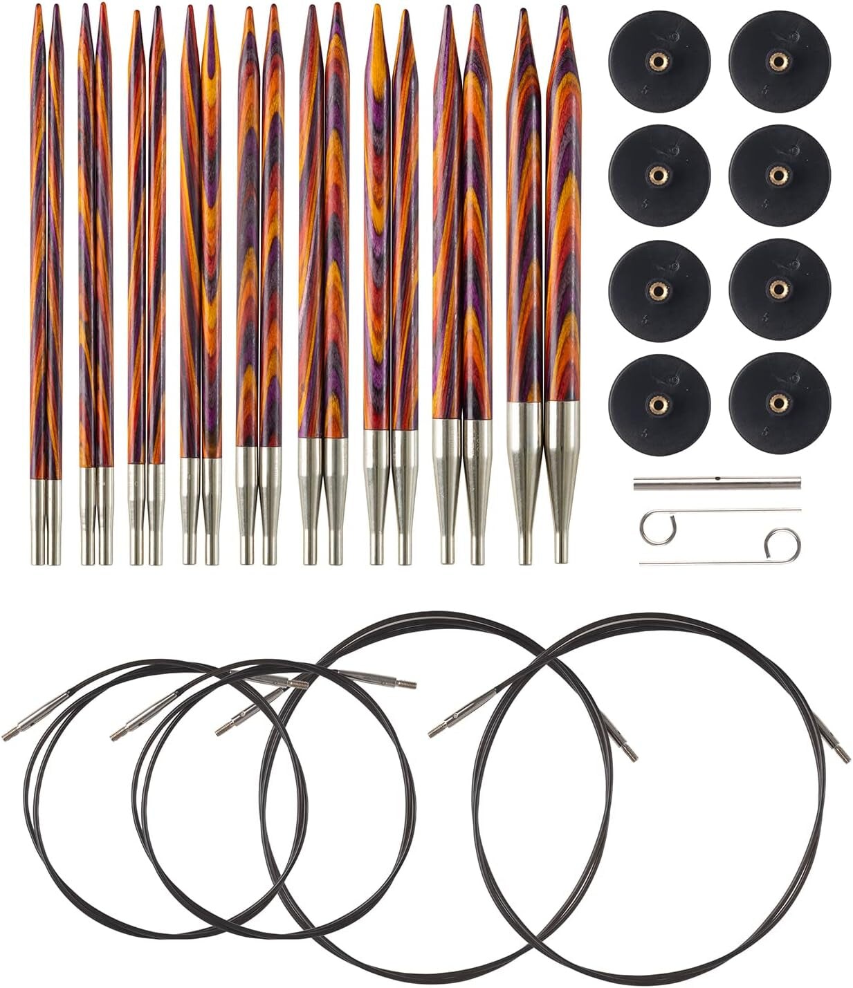 Options Wood Interchangeable Knitting Needle Set - US 4-11 (Rainbow)